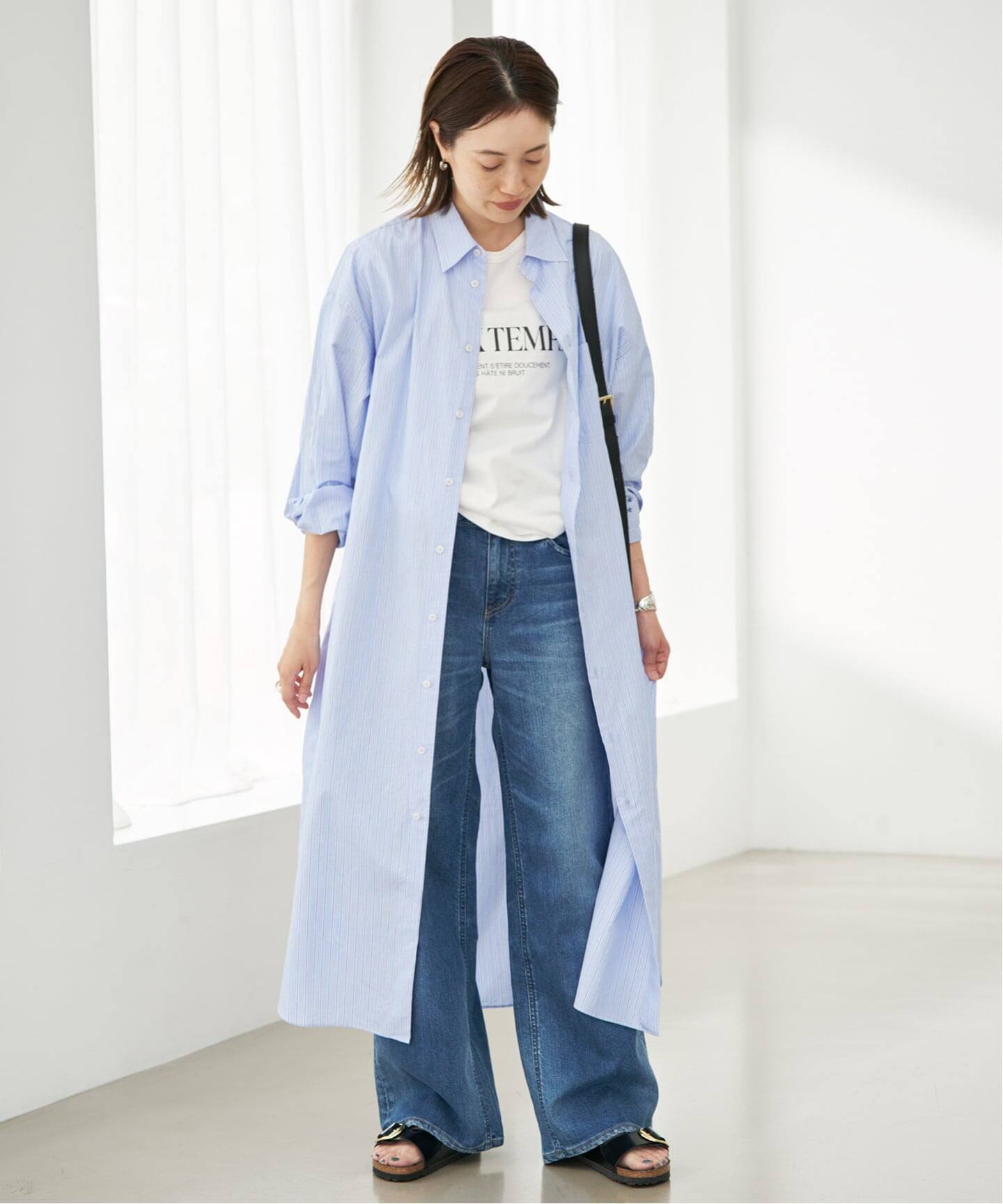 ファインブロードEXロングシャツワンピース（シャツワンピース