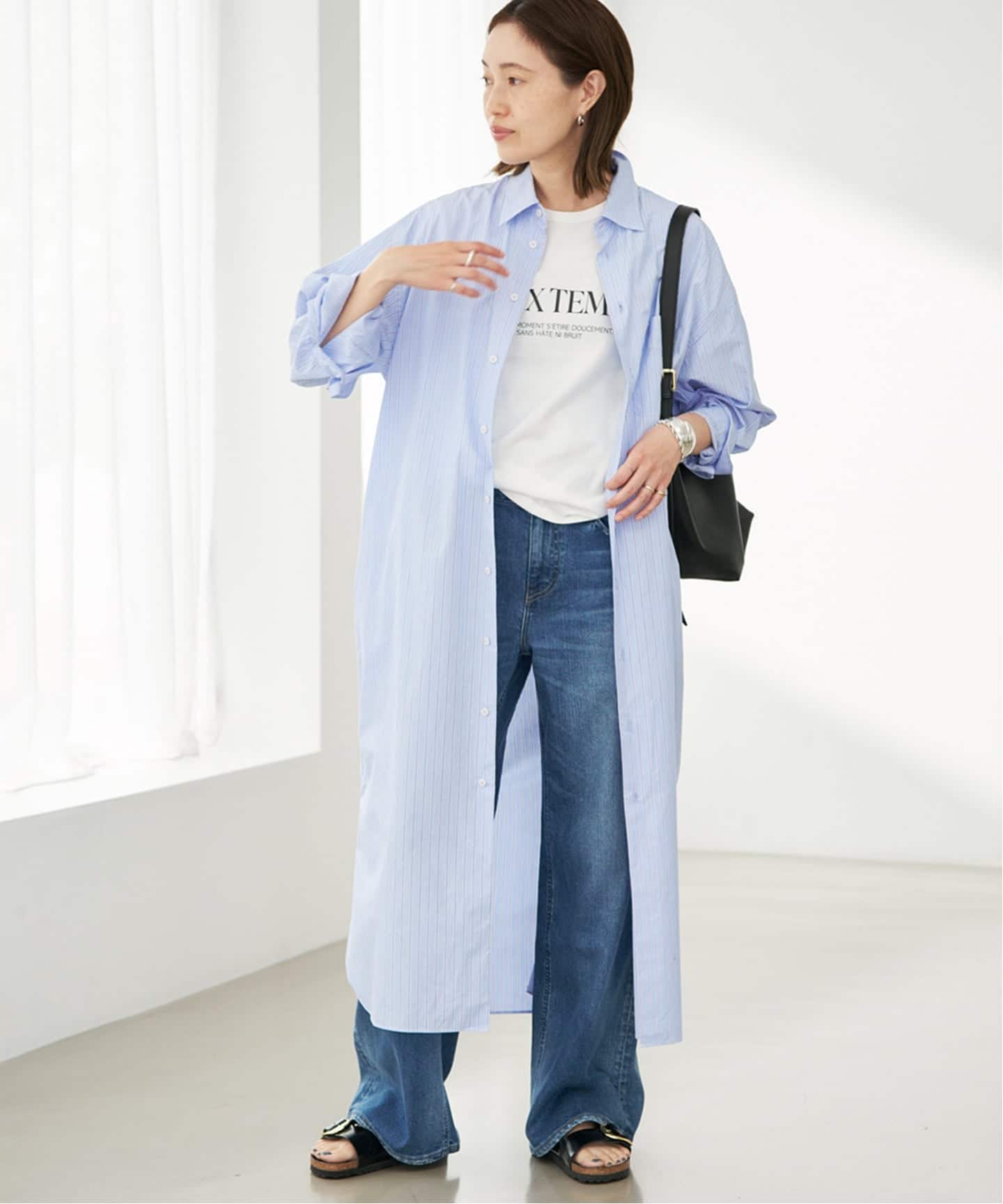 ファインブロードEXロングシャツワンピース（シャツワンピース