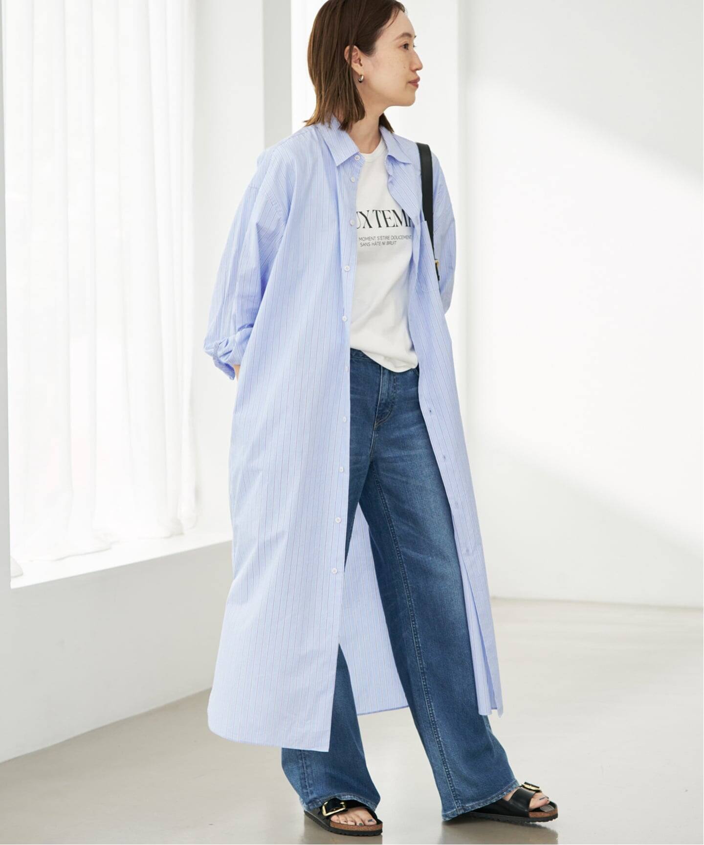 ファインブロードEXロングシャツワンピース（シャツワンピース 