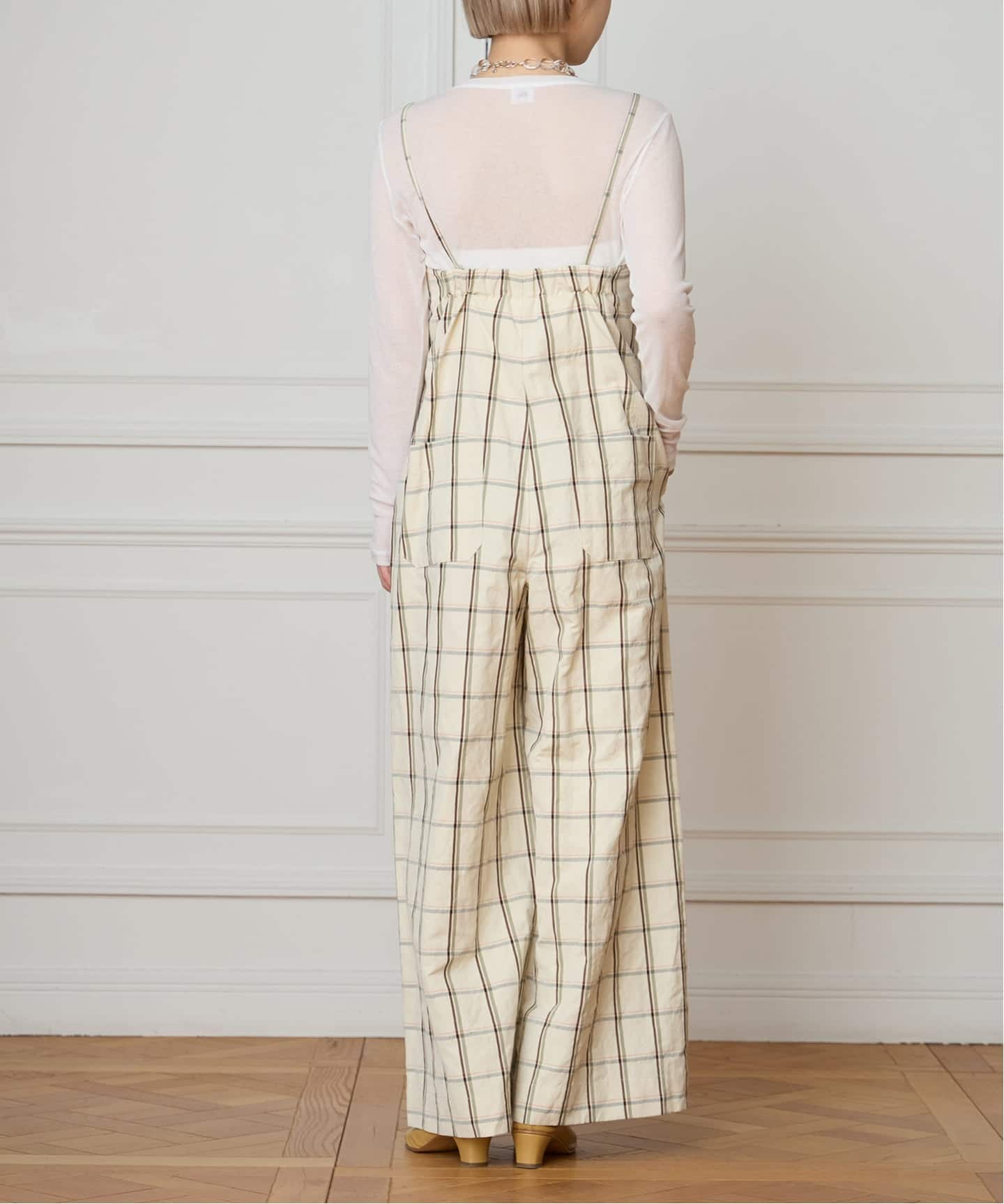 IENA LA BOUCLE P/Lチェックベアオールインワン（サロペット