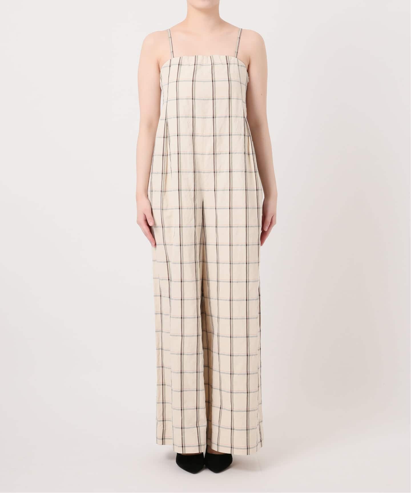 IENA LA BOUCLE P/Lチェックベアオールインワン（サロペット