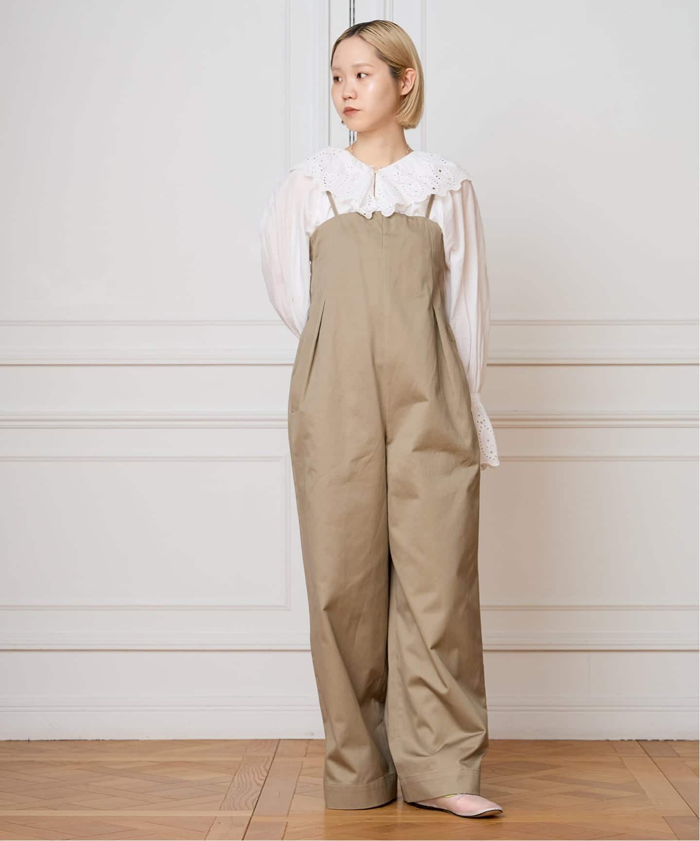 IENA LA BOUCLE コットンギャバジンベアオールインワン（サロペット