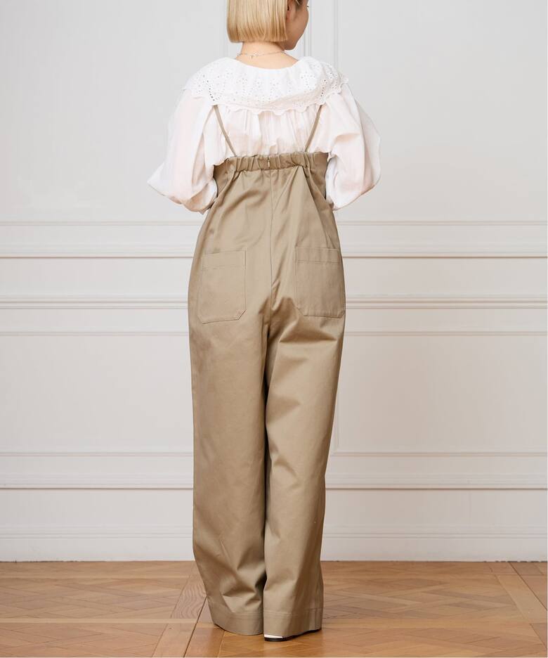 IENA LA BOUCLE コットンギャバジンベアオールインワン（サロペット 