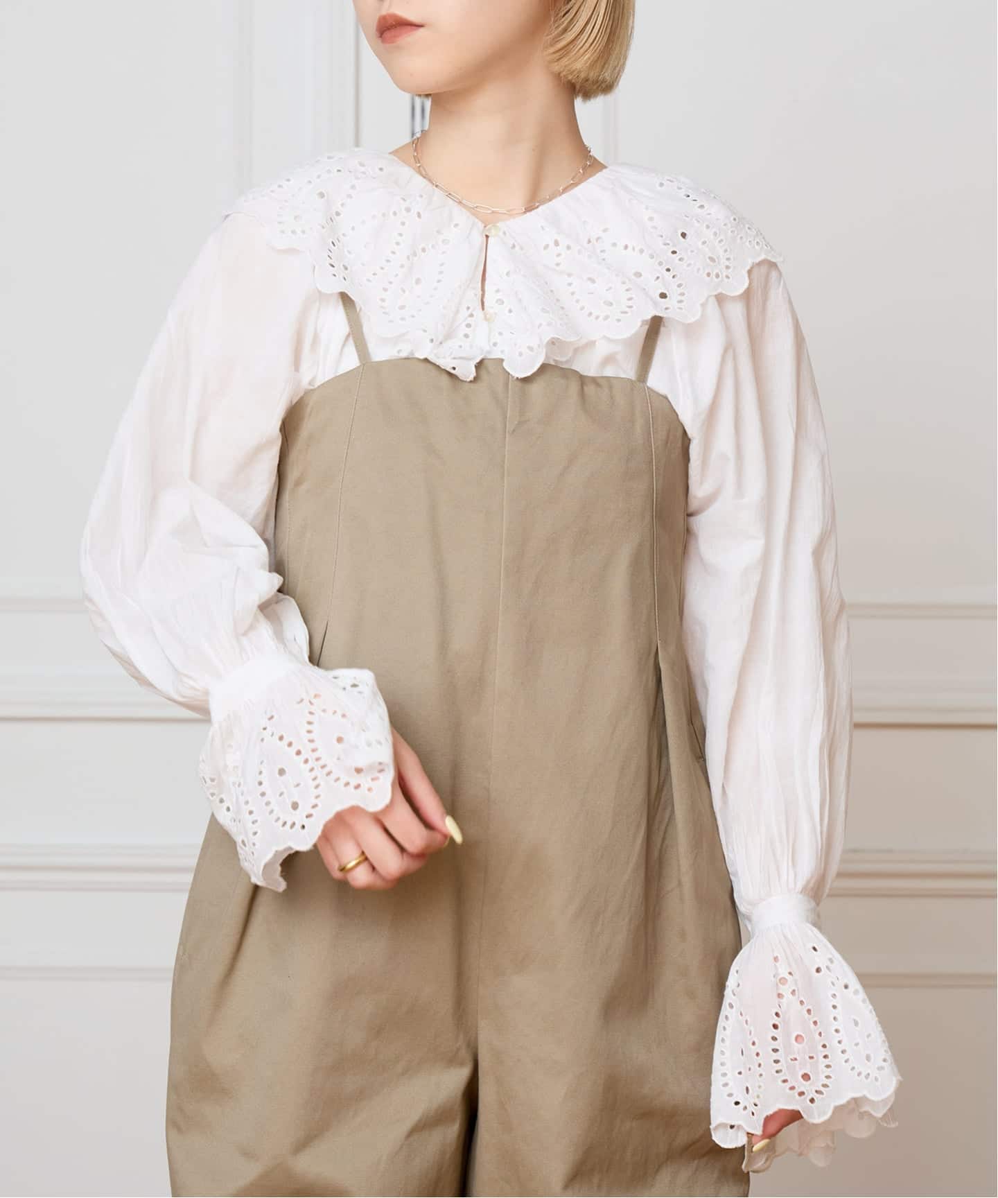IENA LA BOUCLE コットンギャバジンベアオールインワン（サロペット