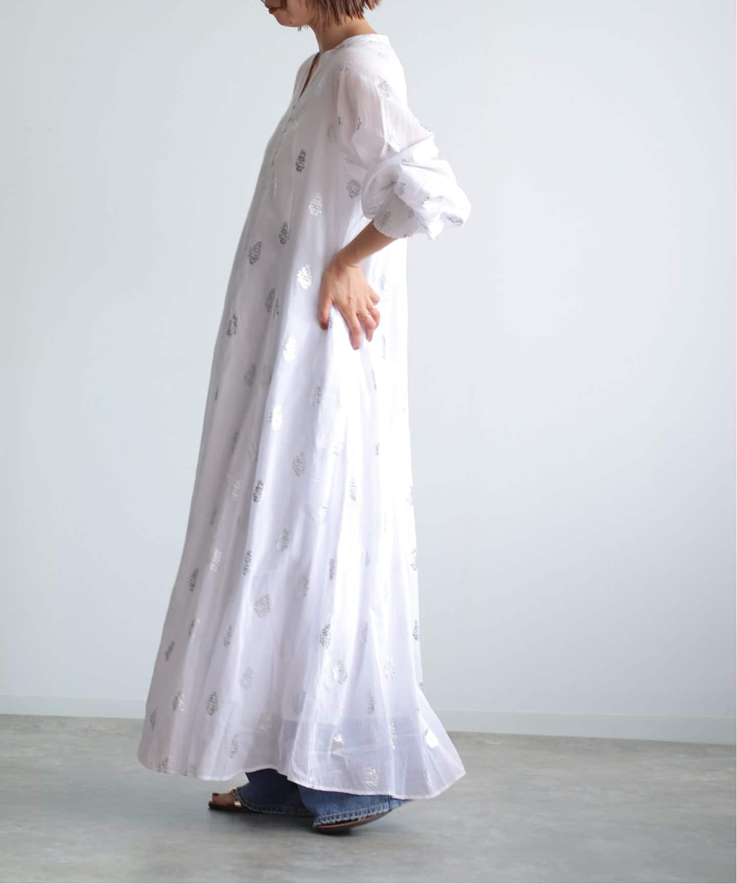 iena ヌキテパ　ワンピ m ne Quittez pas/ヌキテパ】 Flower Print Sleeve Dress（大人サイズ