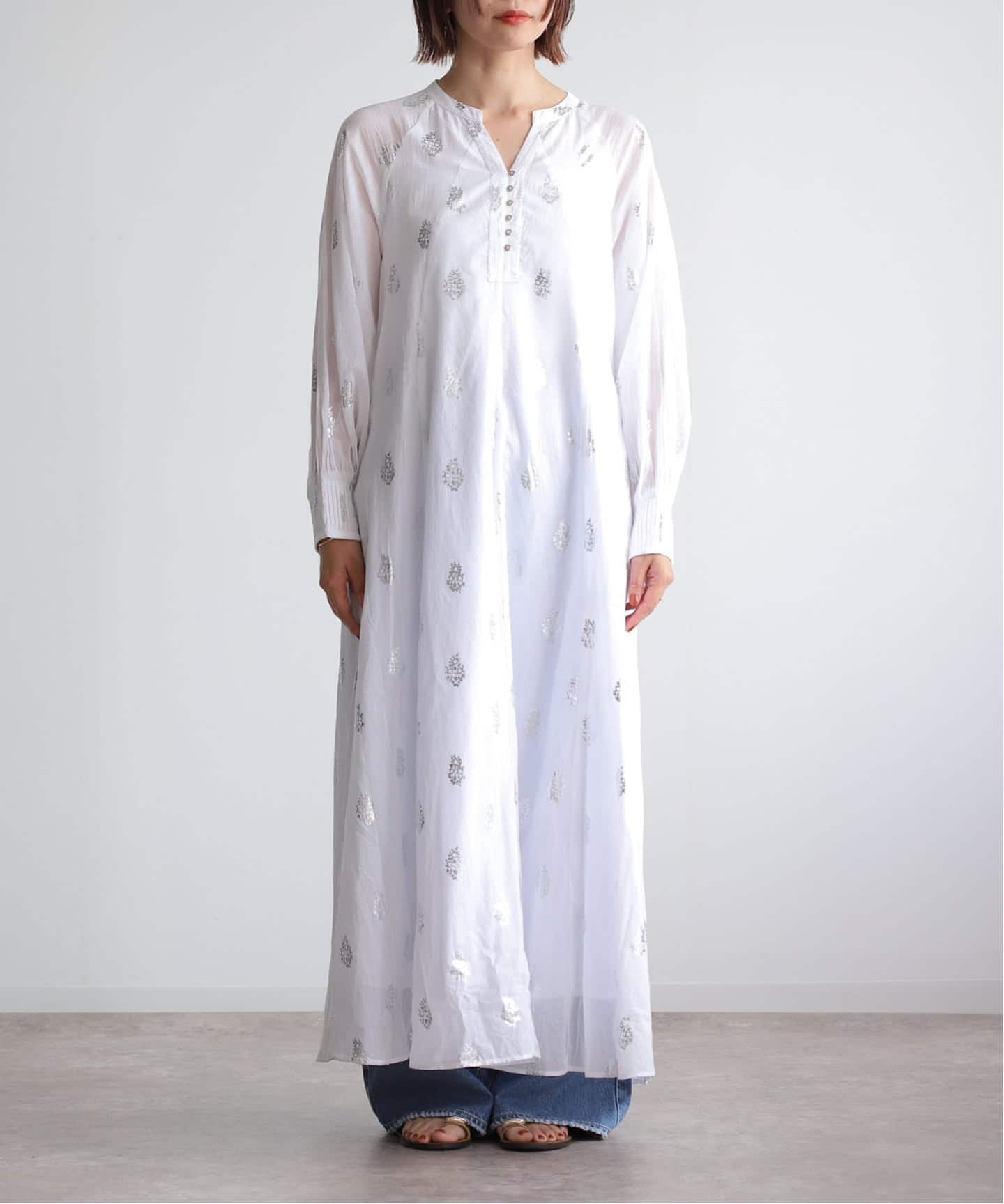 ne Quittez pas/ヌキテパ】 Flower Print Sleeve Dress（大人サイズ