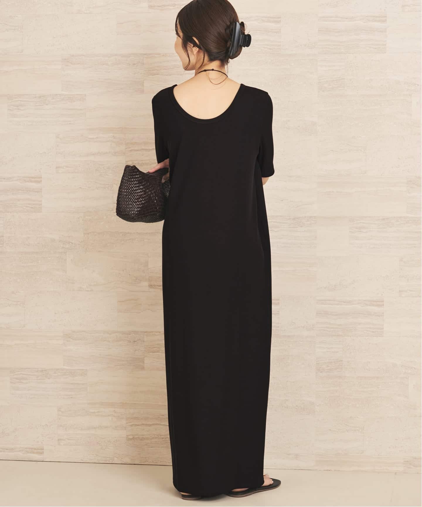 Plage Rib ハーフスリーブ ワンピース Navy 36 追加》Rib ハーフスリーブ ワンピース（ワンピース）｜Plage