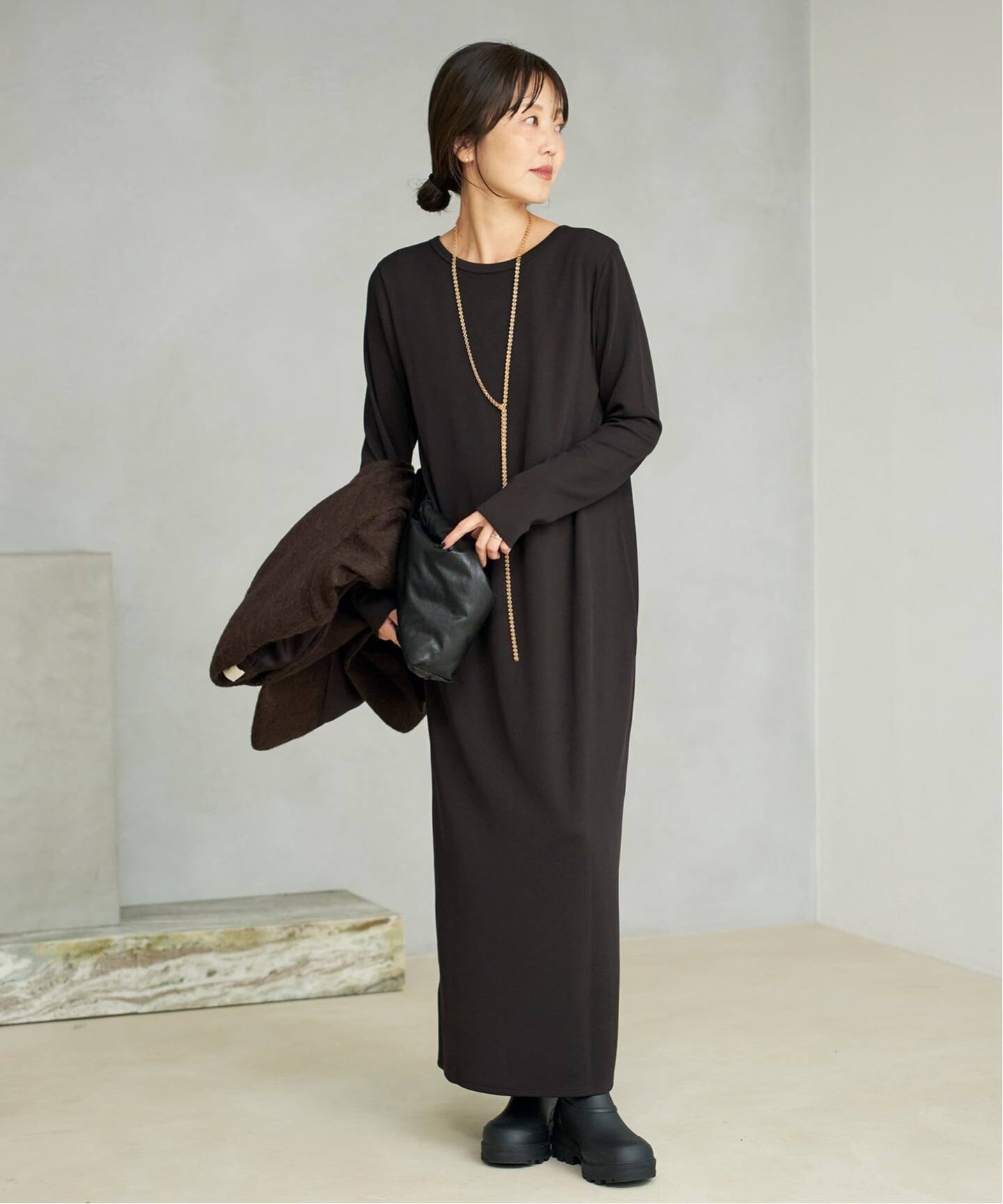 plage プラージュ　Rib ロングスリーブ ワンピース　38 ブラック 追加予約》Rib ロングスリーブ ワンピース 3（ワンピース）｜Plage