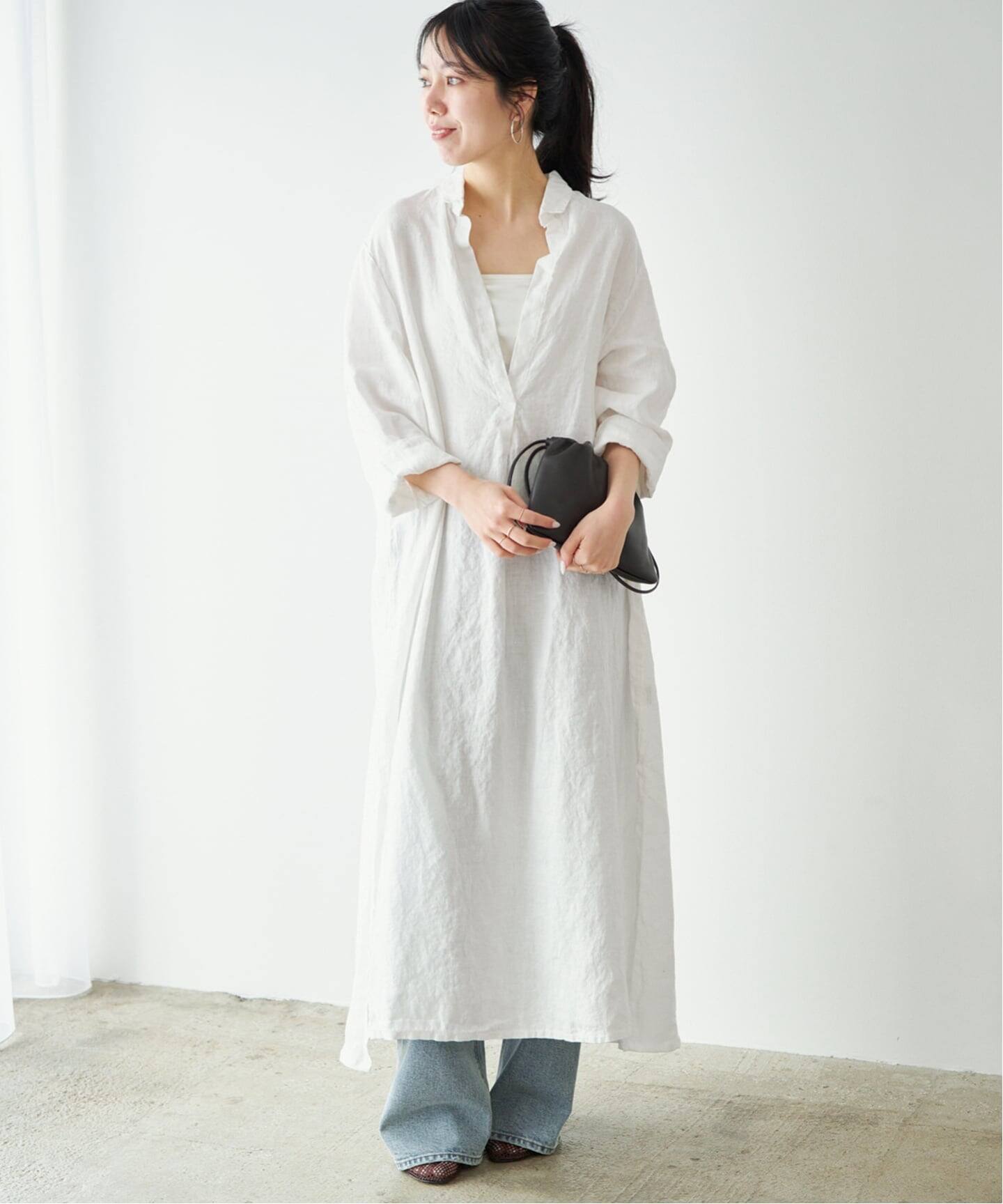 Plage プラージュ 24SS リネン 切りっぱなし ロング ワンピース M LES ATELIERS FRANCAIS DE CONFECTION 別注 SKIPPER ワンピース