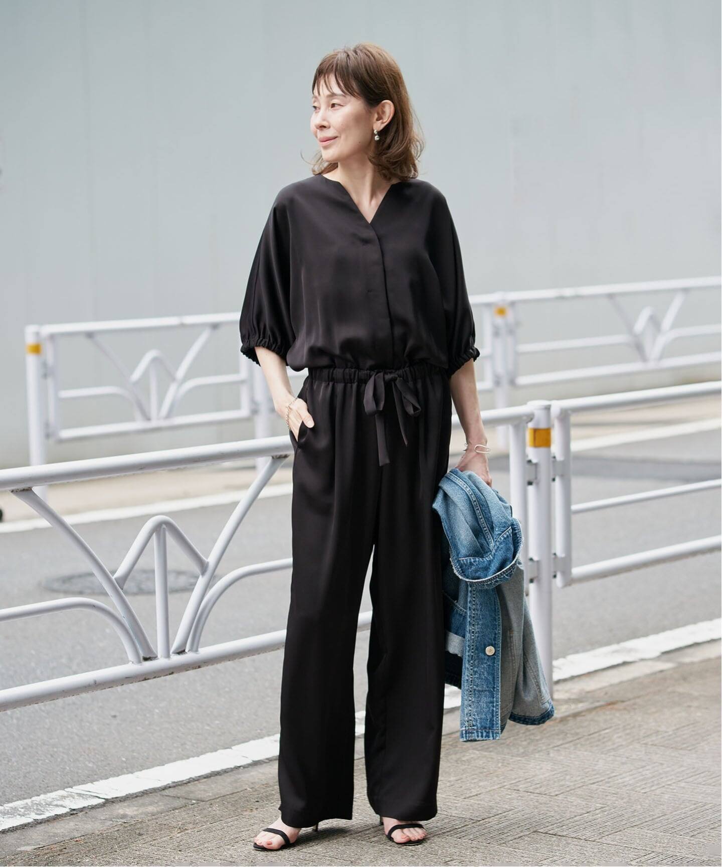 一部WEB限定》サテンオールインワン（つなぎ／オールインワン