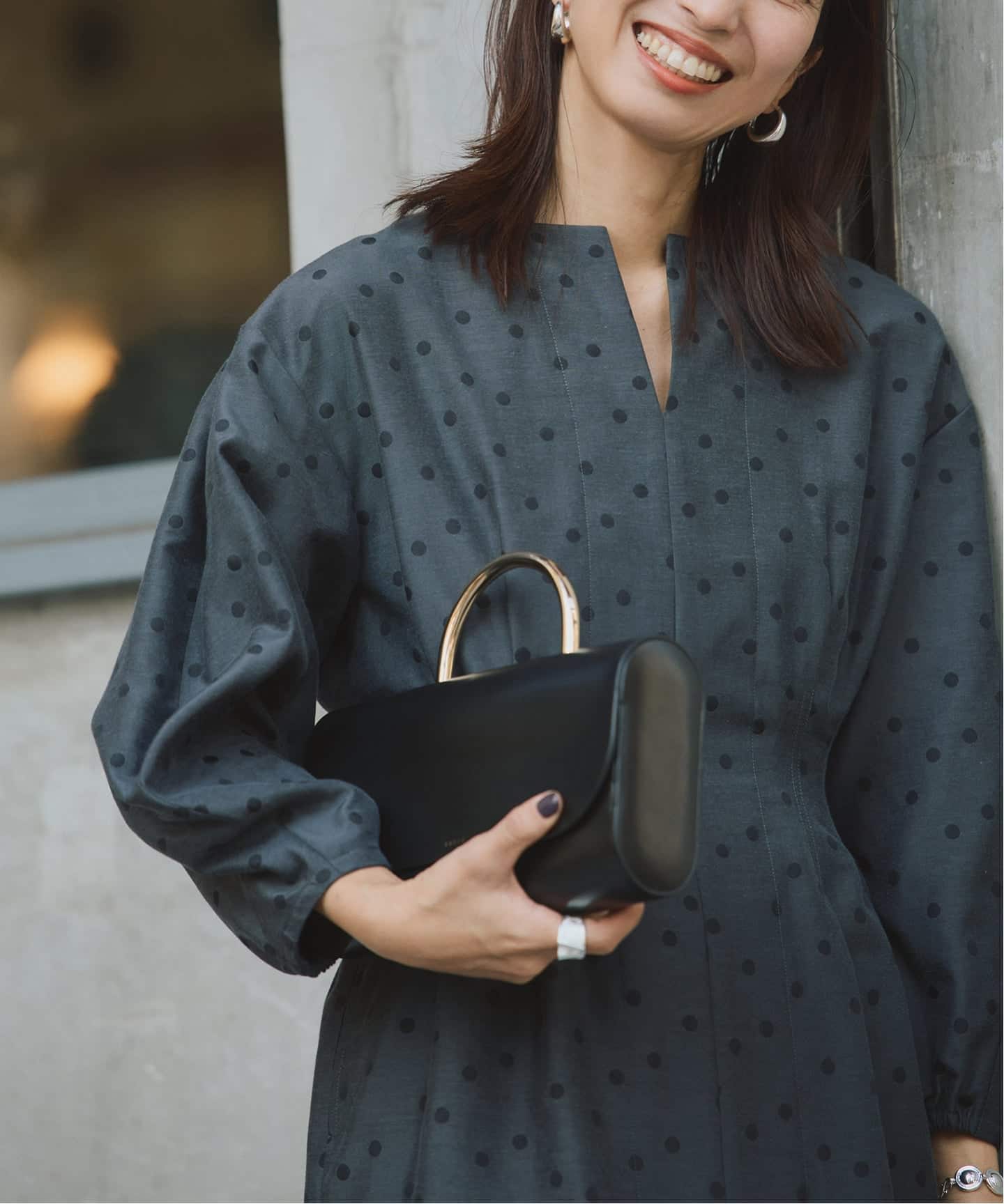 DOTジャガード ウエストシェイプワンピース（ワンピース）｜VERMEIL