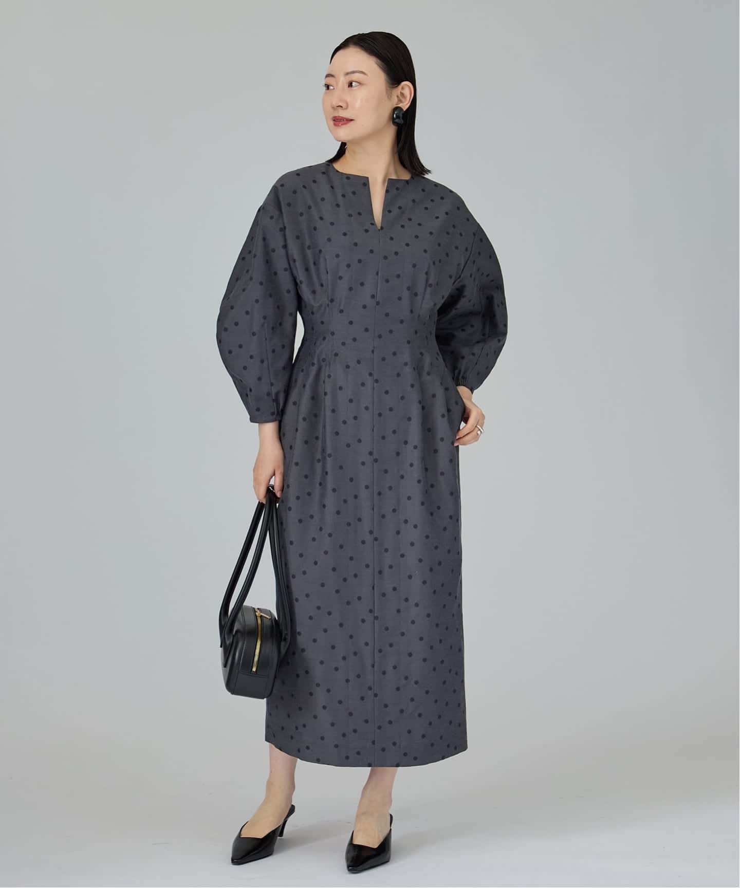 予約》DOTジャガード ウエストシェイプワンピース（ワンピース