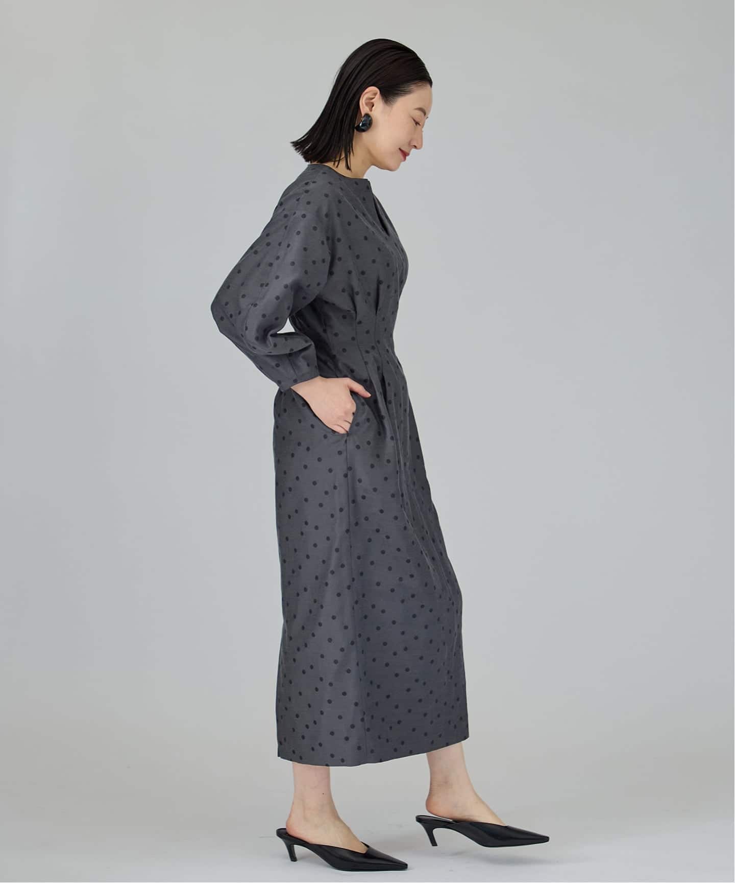 DOTジャガード ウエストシェイプワンピース（ワンピース）｜VERMEIL