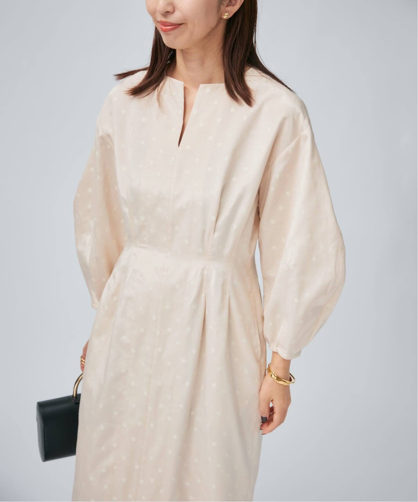 予約》DOTジャガード ウエストシェイプワンピース（ワンピース