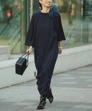 ACEPOLYバックサテンケープ風ワンピース