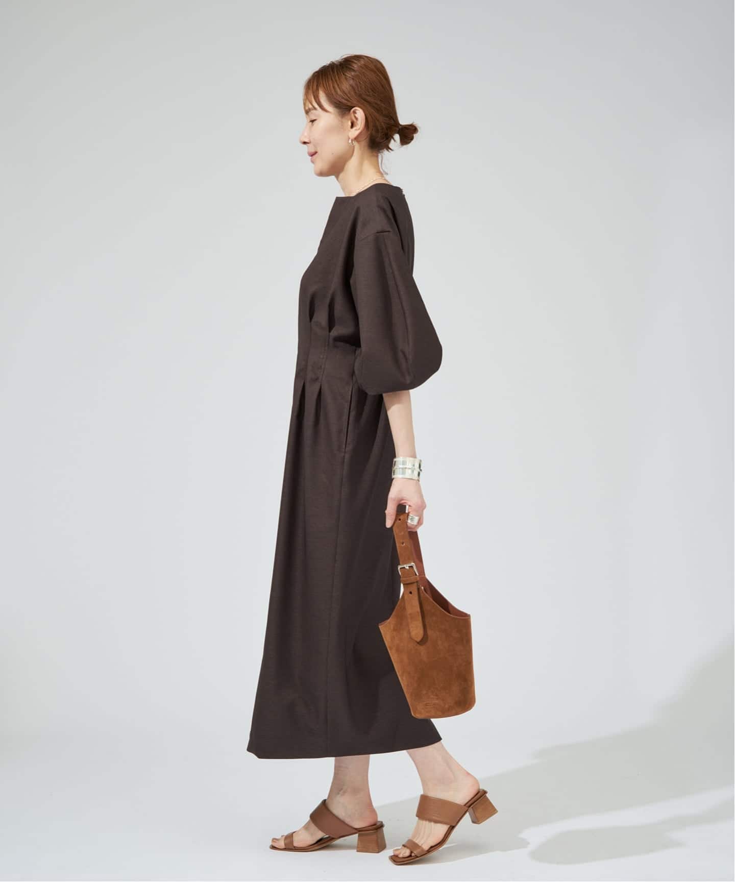 一部WEB限定》FLAXASA jewel ox ウエストシェイプワンピース