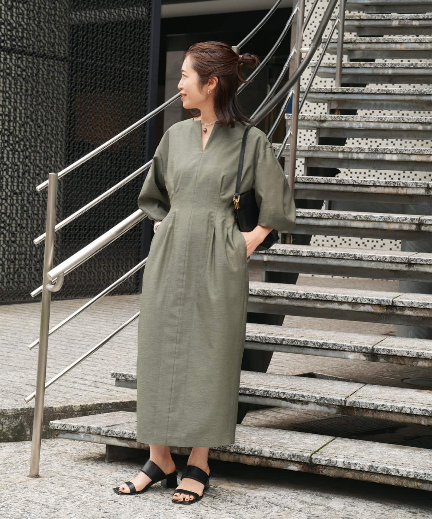一部WEB限定予約》FLAXASA jewel ox ウエストシェイプワンピース