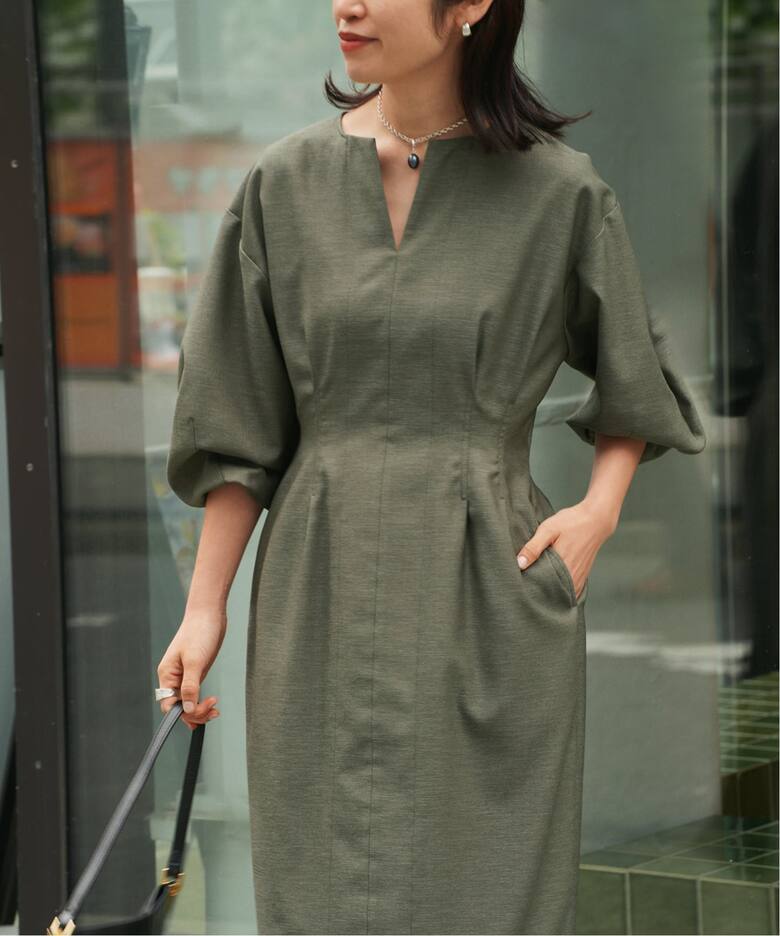 一部WEB限定》FLAXASA jewel ox ウエストシェイプワンピース 