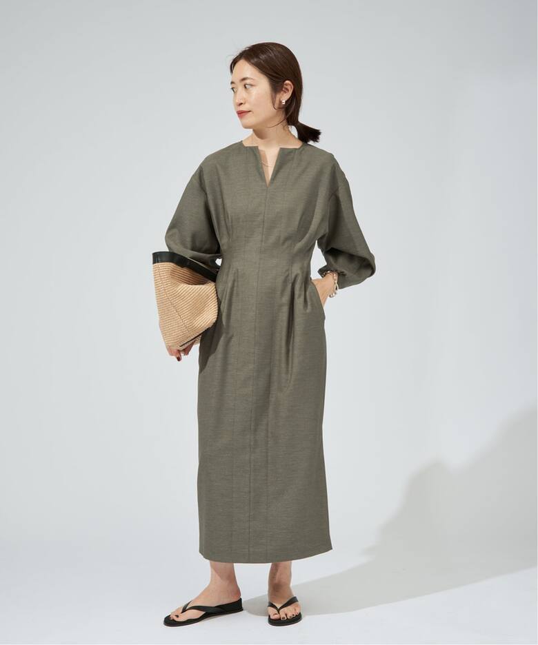 一部WEB限定》FLAXASA jewel ox ウエストシェイプワンピース 