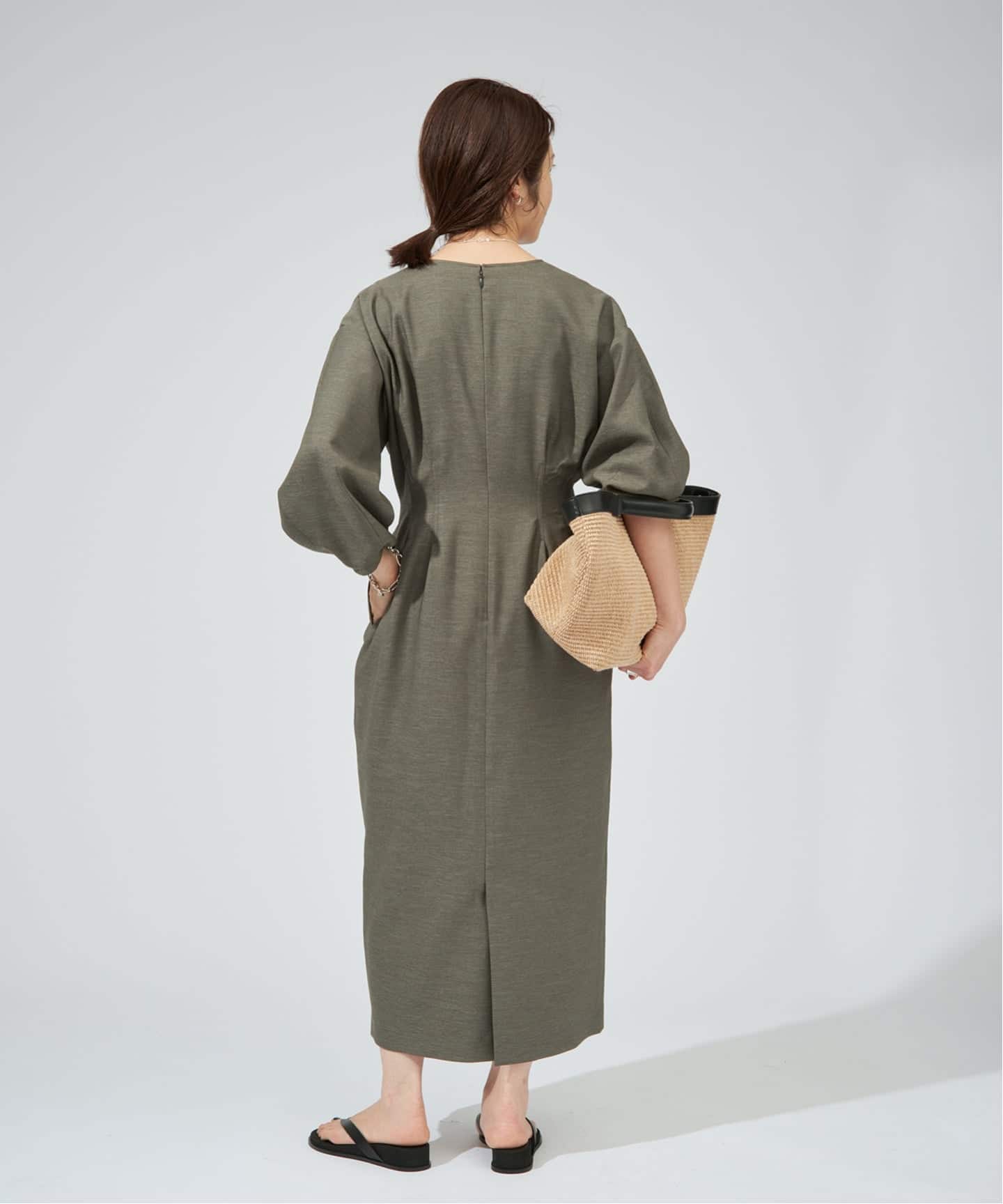 一部WEB限定》FLAXASA jewel ox ウエストシェイプワンピース