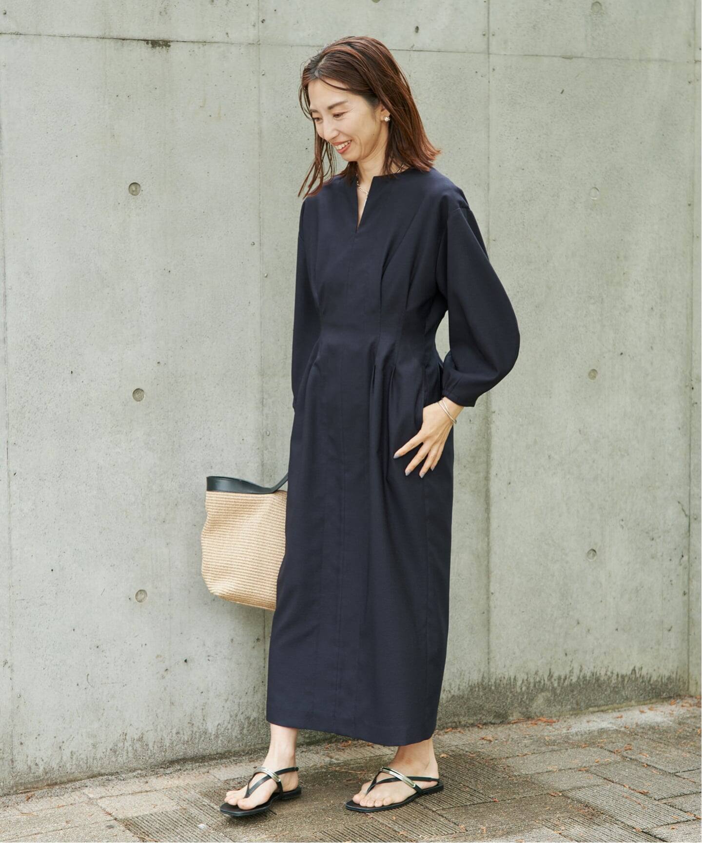 一部WEB限定》FLAXASA jewel ox ウエストシェイプワンピース