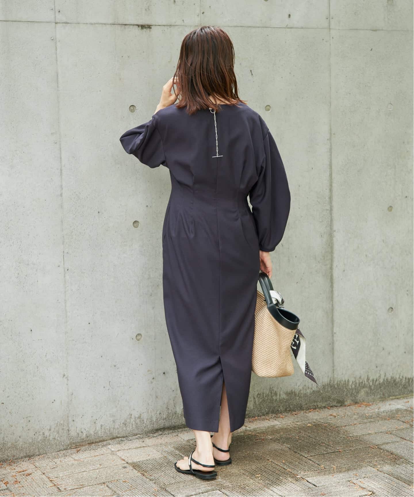 一部WEB限定》FLAXASA jewel ox ウエストシェイプワンピース