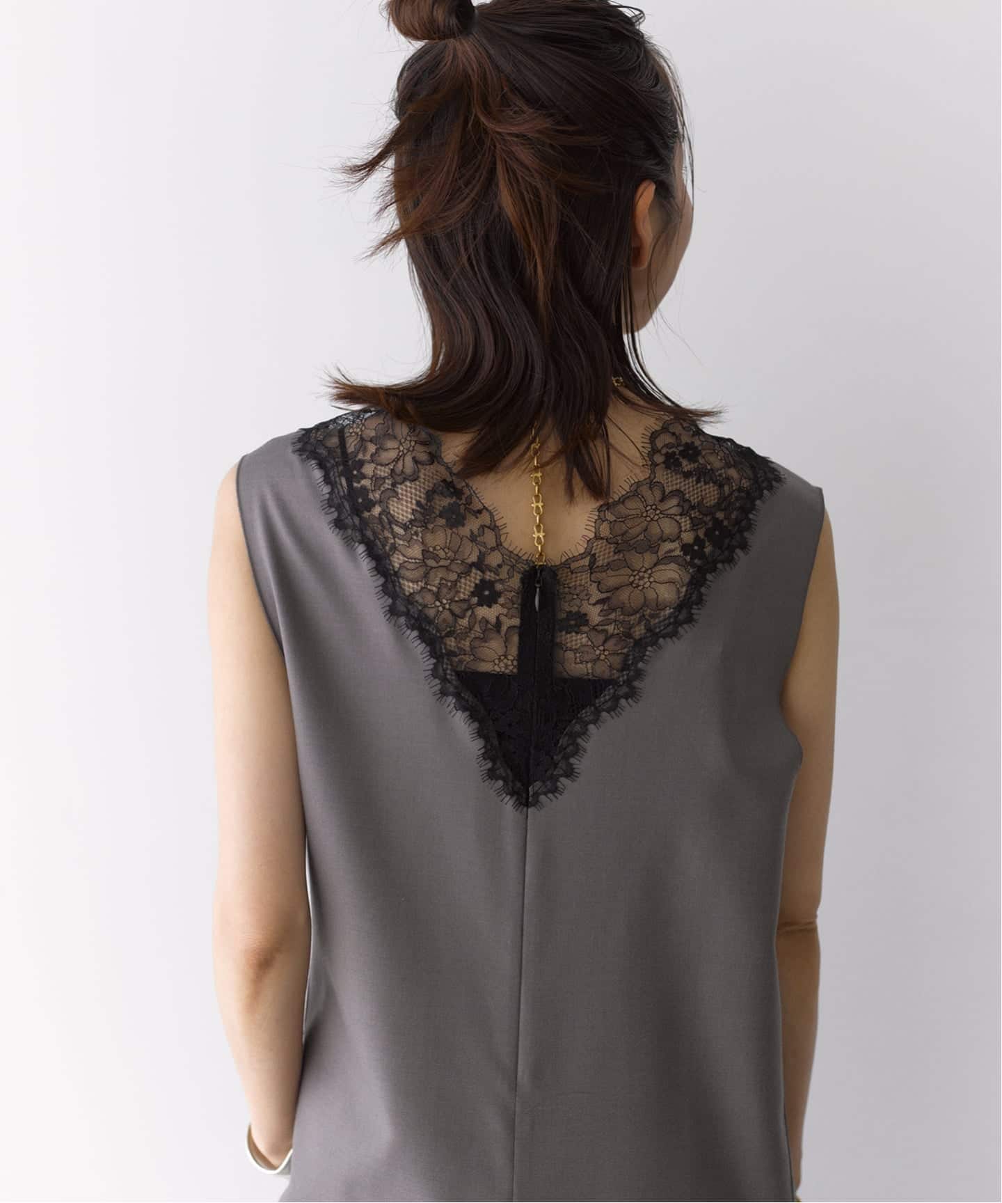 一部カラーWEB限定》Lace Neck オールインワン（つなぎ