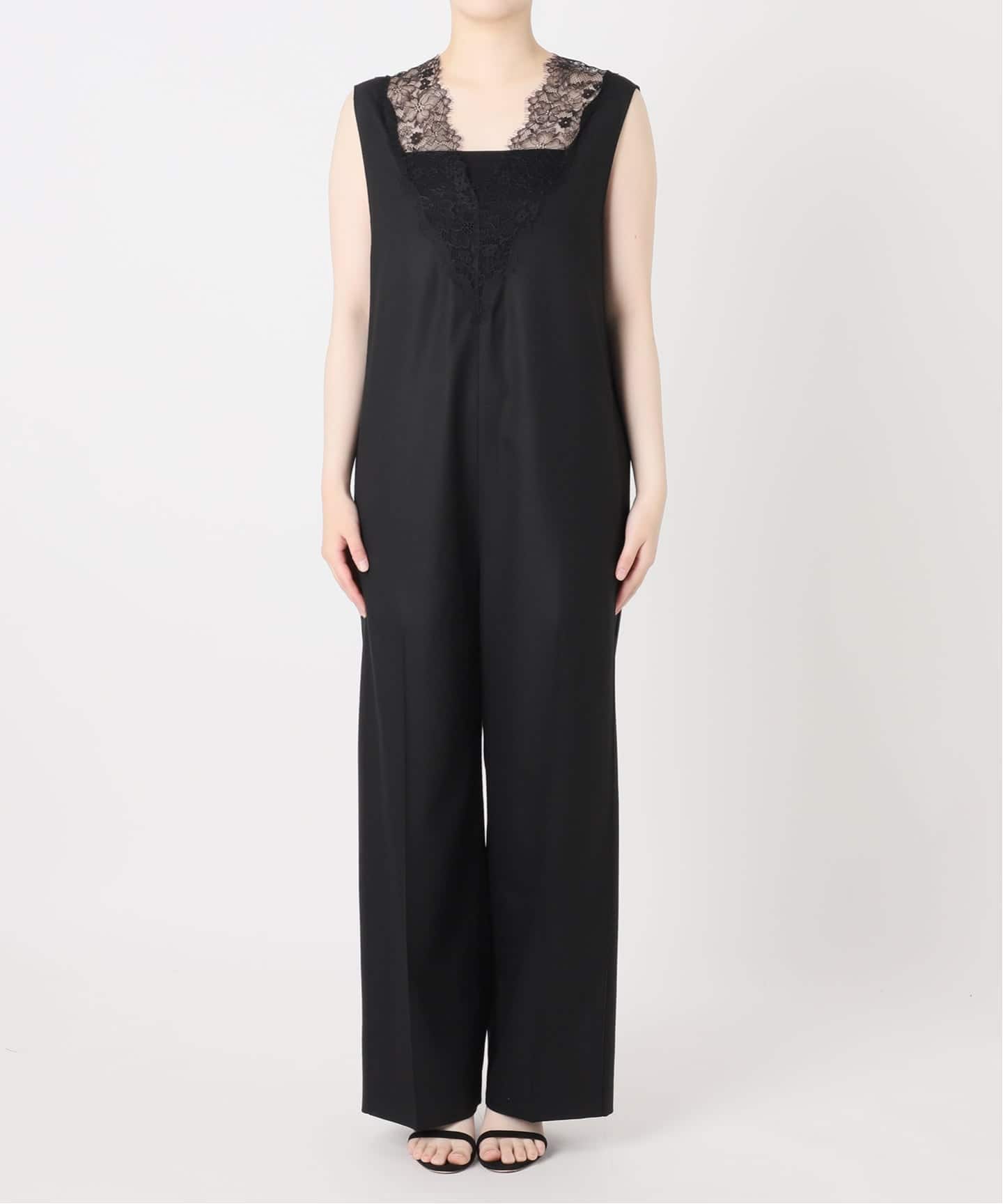 一部カラーWEB限定》Lace Neck オールインワン（つなぎ