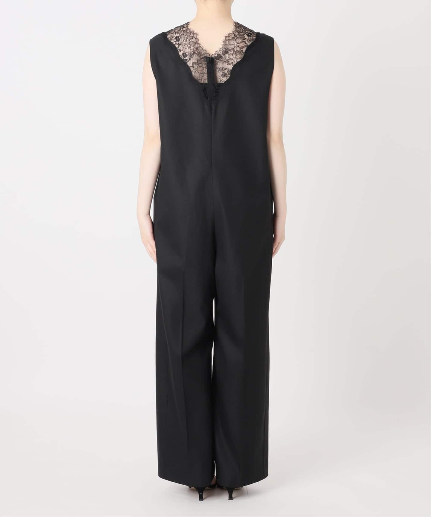 一部カラーWEB限定》Lace Neck オールインワン（つなぎ