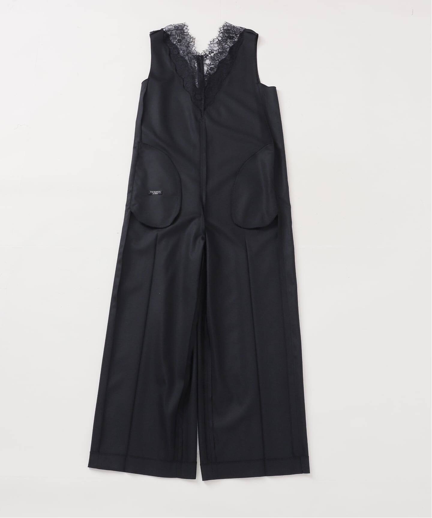 一部カラーWEB限定》Lace Neck オールインワン（つなぎ