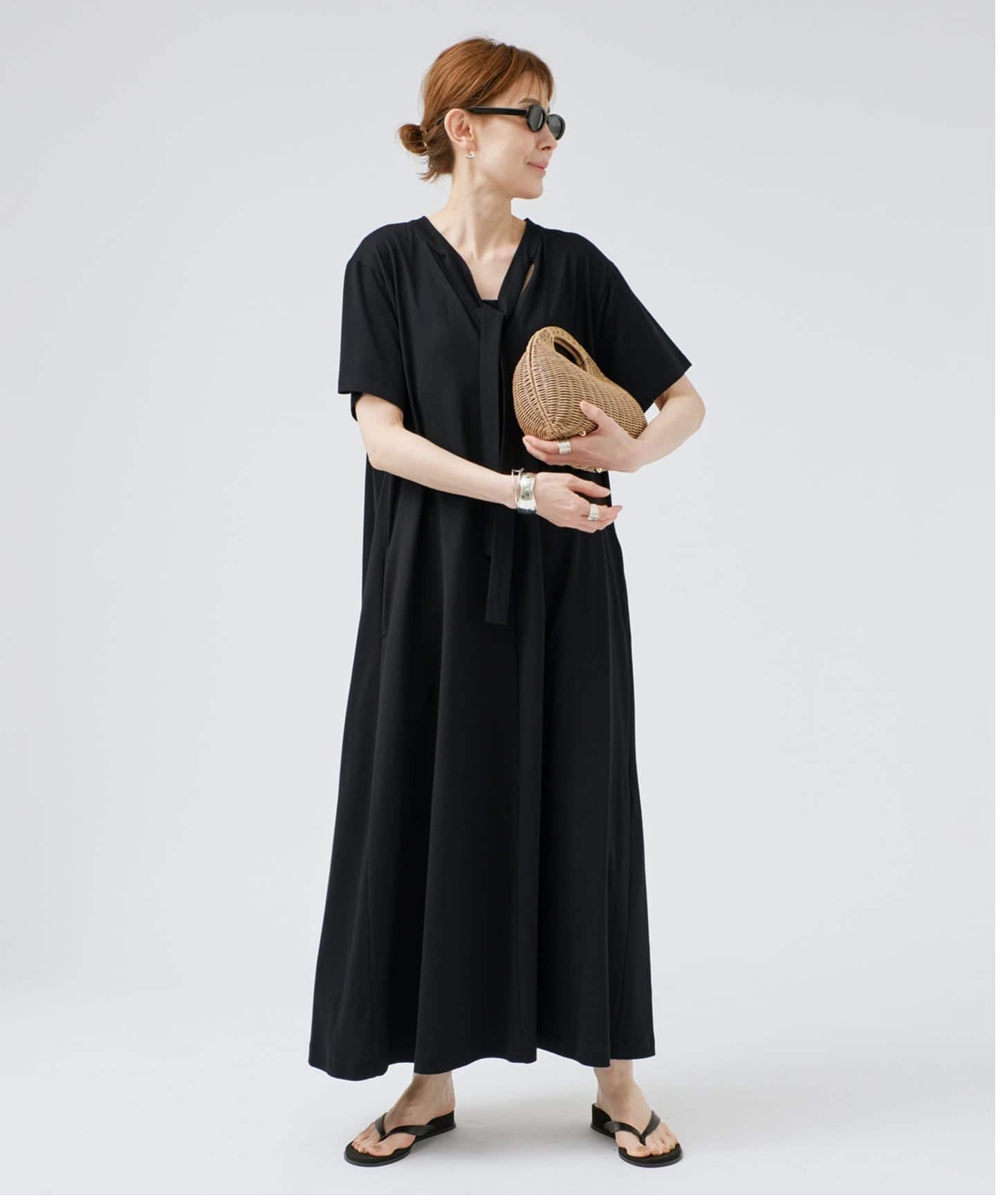 レモン　VERMEIL by iena ワンピース 40 Tie-Neck Jersey Dress（ワンピース）｜VERMEIL par iena