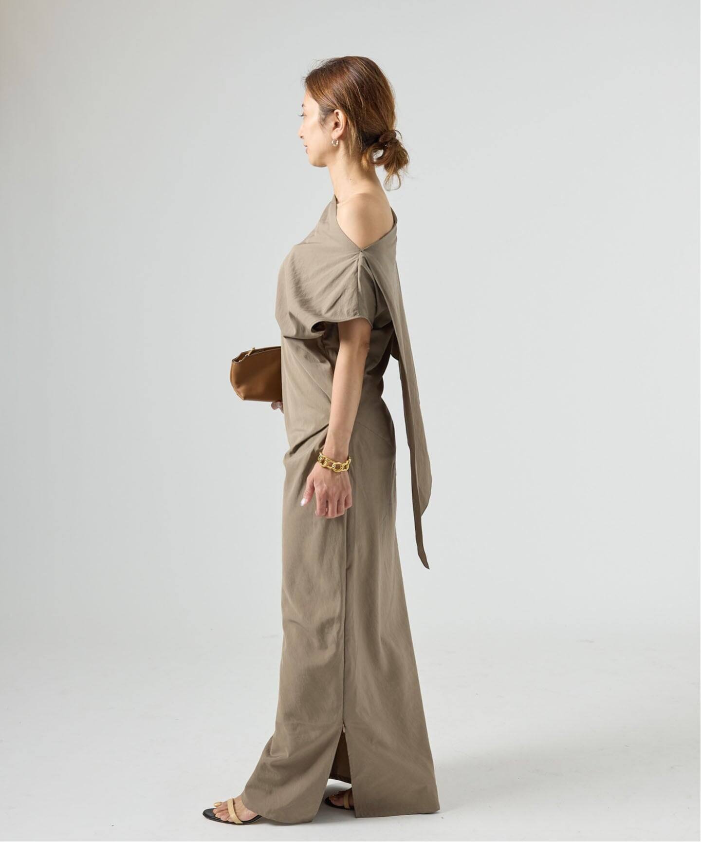 ✨新品未使用✨ ヴェルメイユパーイエナ 洗える 袖タックワンピース カーキ S Drape dress（ワンピース）｜VERMEIL par iena（ヴェルメイユ パー