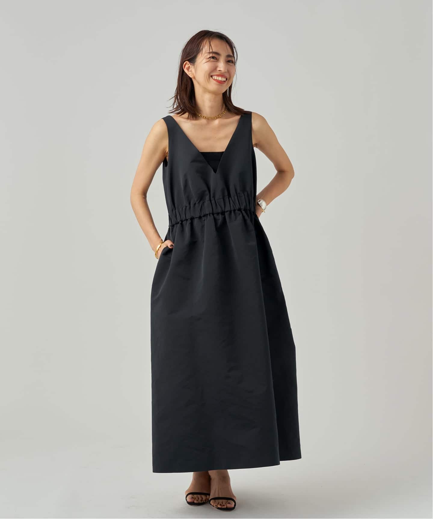 SAQUI サキ Taffeta Jumper ドレス 26SS09（ワンピース）｜VERMEIL par