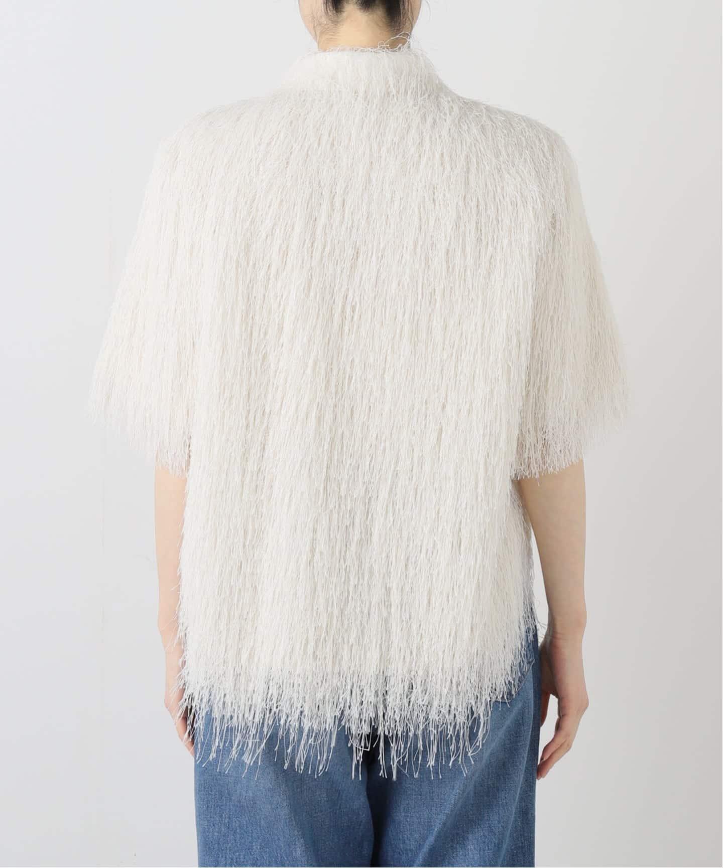 【TOGA VIRLILS】FRINGE SHIRT WHITE TOGA PULLA FRINGE SHIRT S/S TP261-FJ232：シャツ（シャツ／ブラウス
