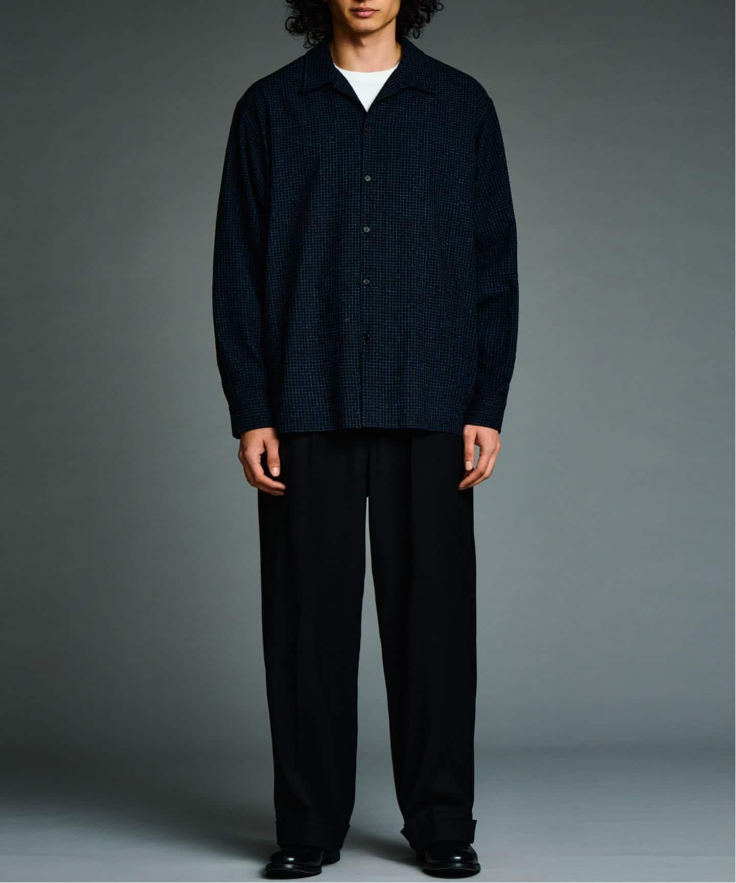 A.PRESSE/アプレッセ】 Silk Nep Loop Collar Shirts：black（シャツ