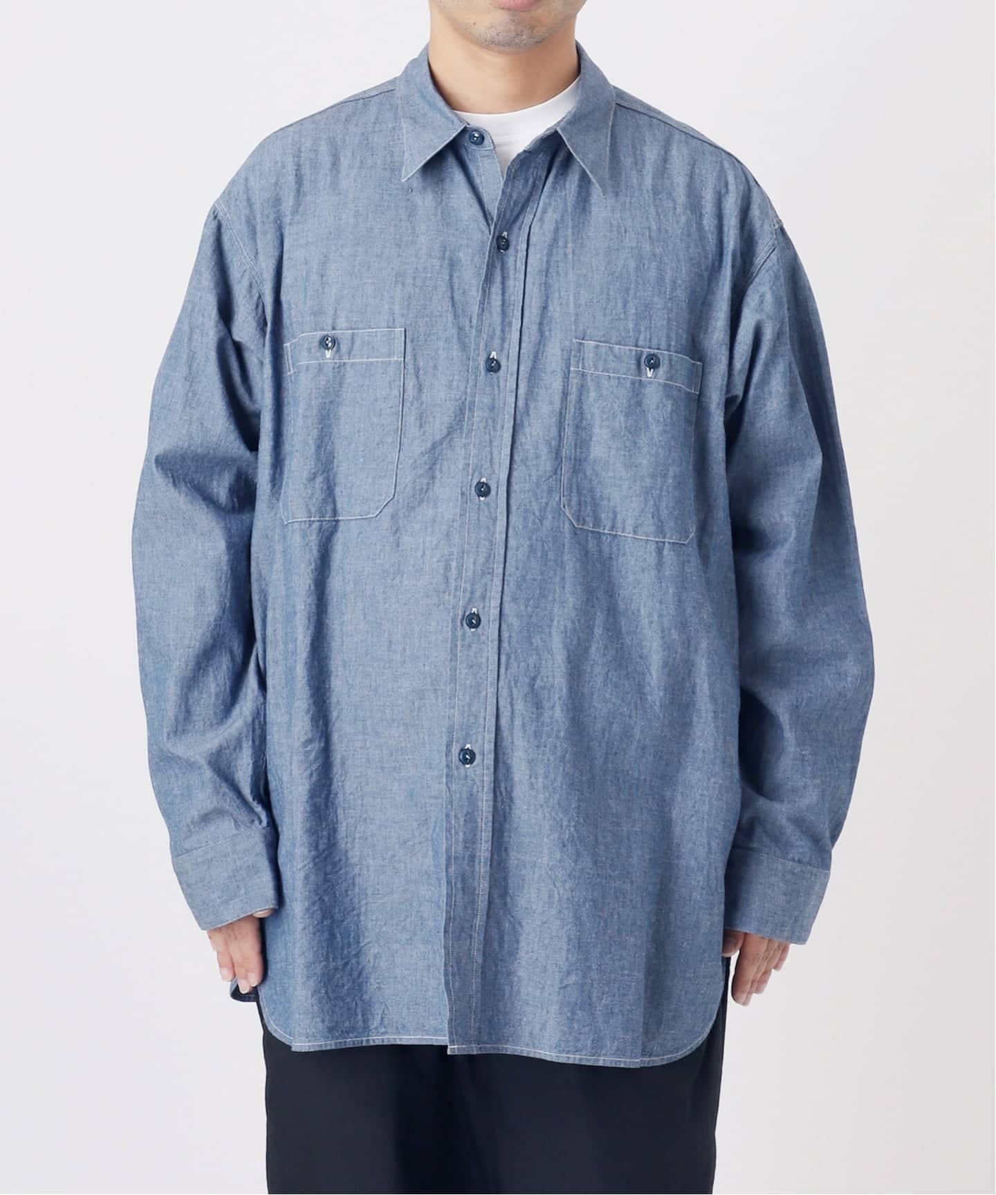 LE / エルイー】 EX-WIDE chambray SH:シャツ（シャツ／ブラウス）｜L