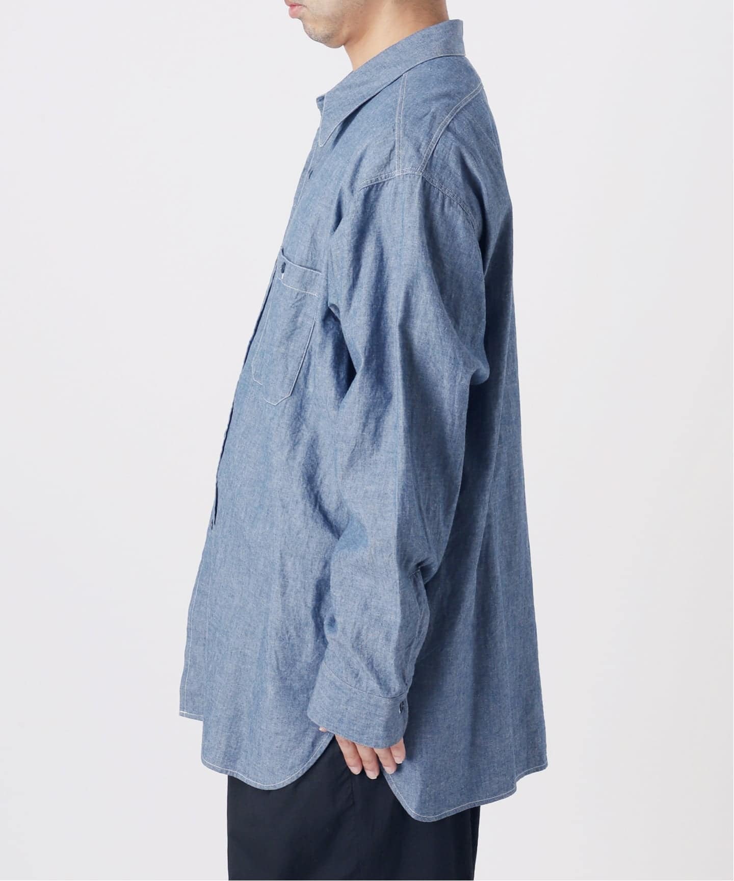 LE / エルイー】 EX-WIDE chambray SH:シャツ（シャツ／ブラウス）｜L
