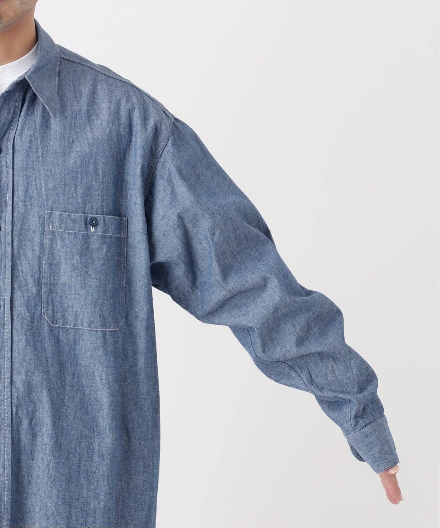 LE / エルイー】 EX-WIDE chambray SH:シャツ（シャツ／ブラウス）｜L