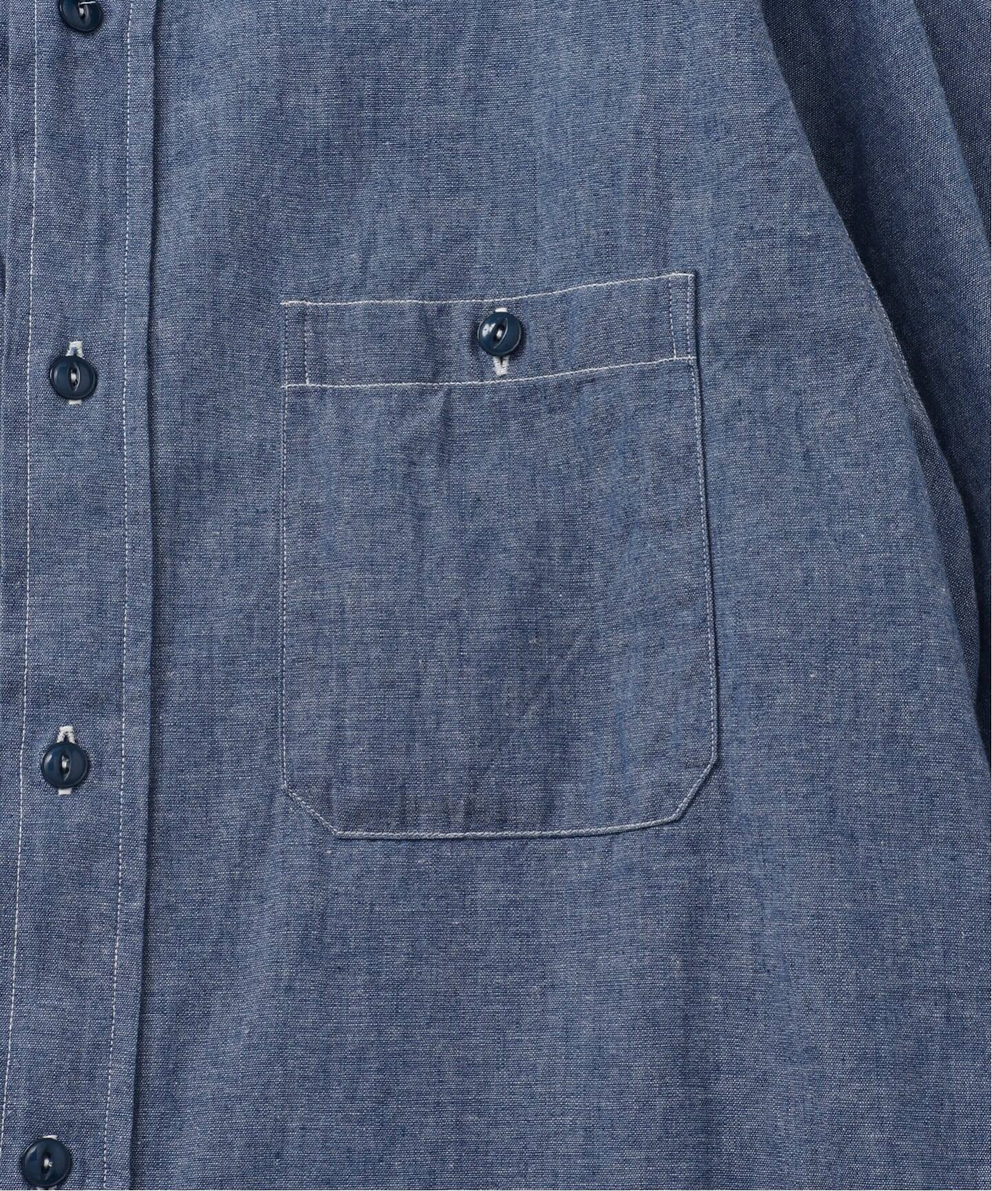 【LE / エルイー】 WIDE chambray SH:シャツ（ブラック） LE / エルイー】 EX-WIDE chambray SH:シャツ（シャツ／ブラウス）｜L