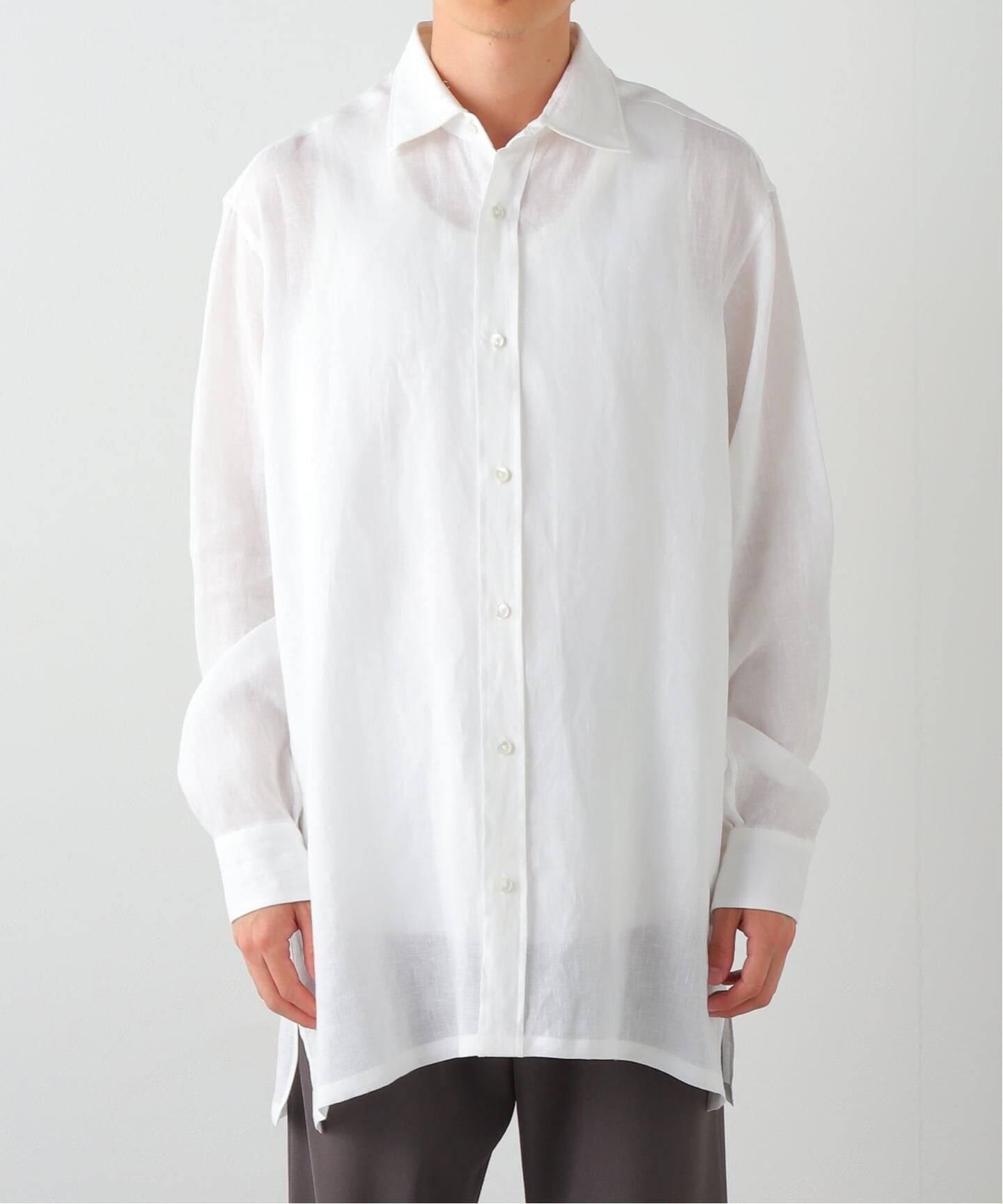 未使用 レショップ l'echoppe LE exwide 白シャツ 1 半袖 LE / エルイー】 EX-WIDE FRENCH L SH：エクストラ ワイド リネン