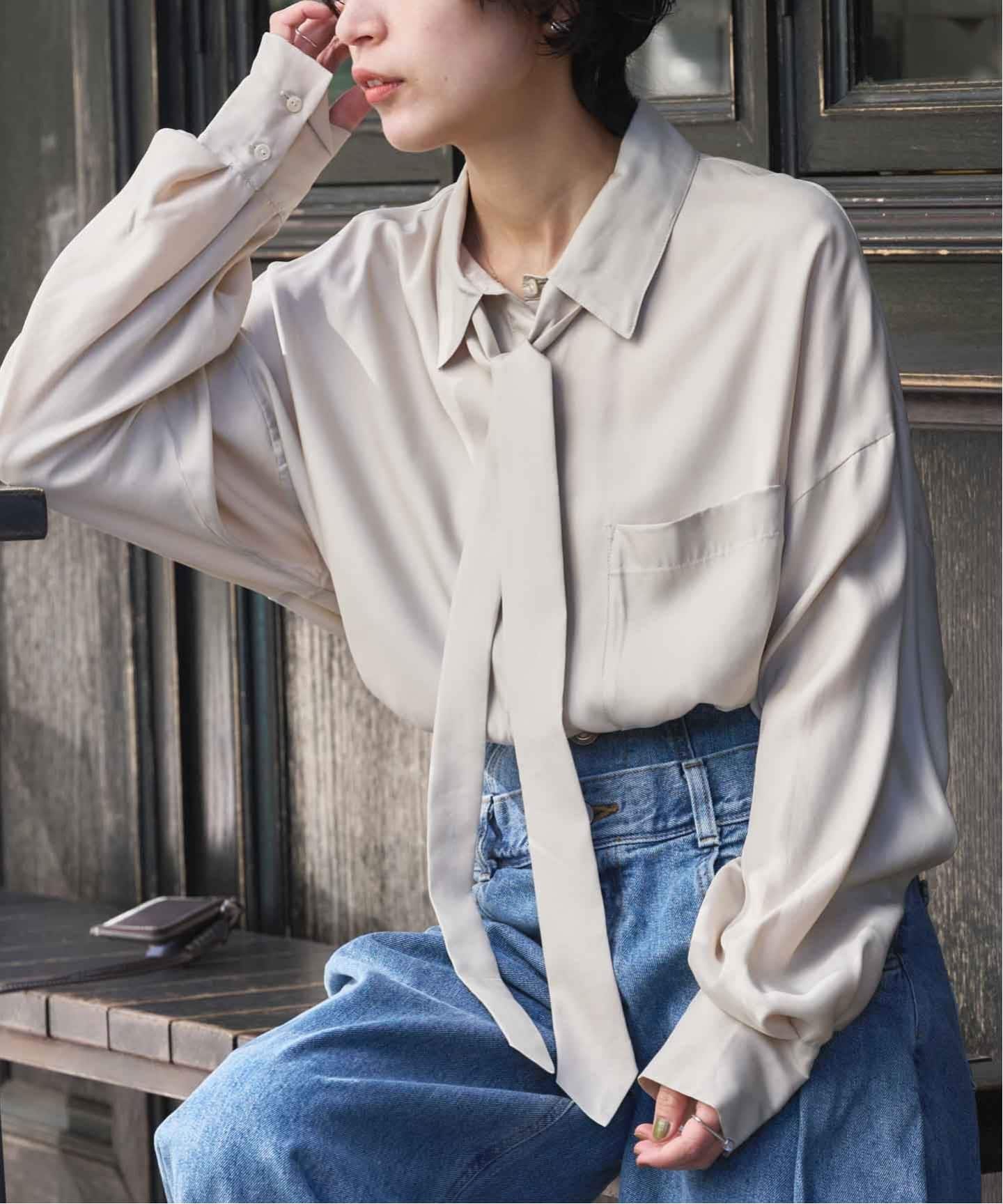 ETRE TOKYO キュプラネクタイオーバーサイズシャツ（シャツ／ブラウス