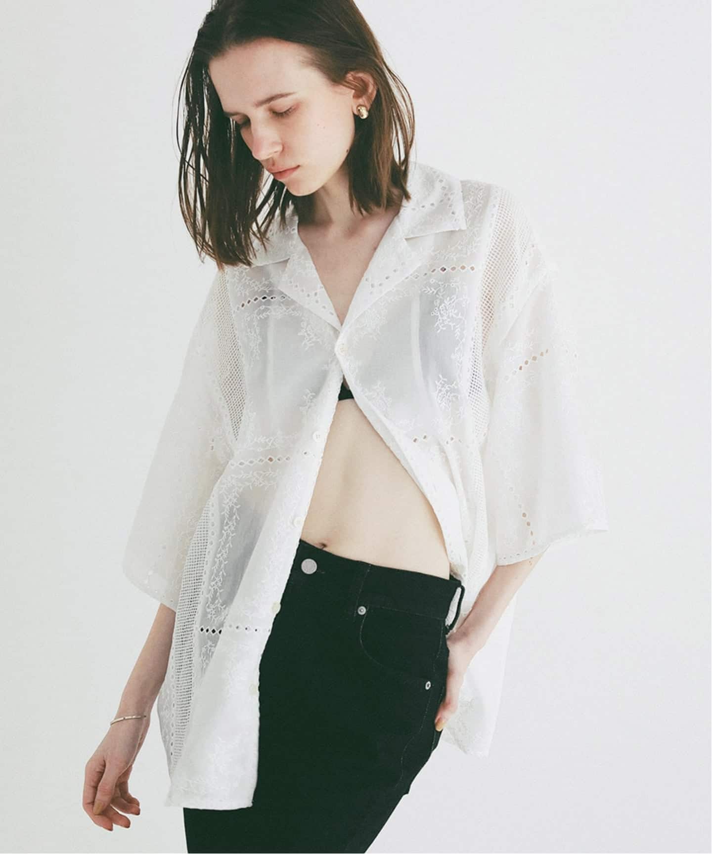 トップス CLANE EMBROIDERY LACE BOX SHIRTS CLANE EMBROIDERY LACE BOX SHIRTS（シャツ／ブラウス）｜BOICE FROM