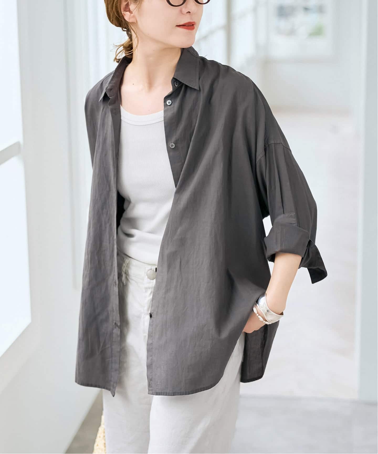 【SPICKANDSPAN】25SS 25050200204010 ガーメントダイカシュクールシャツ長袖ブラウス ブランド古着】SPICK AND SPAN / スピック アンド スパン 25SS
