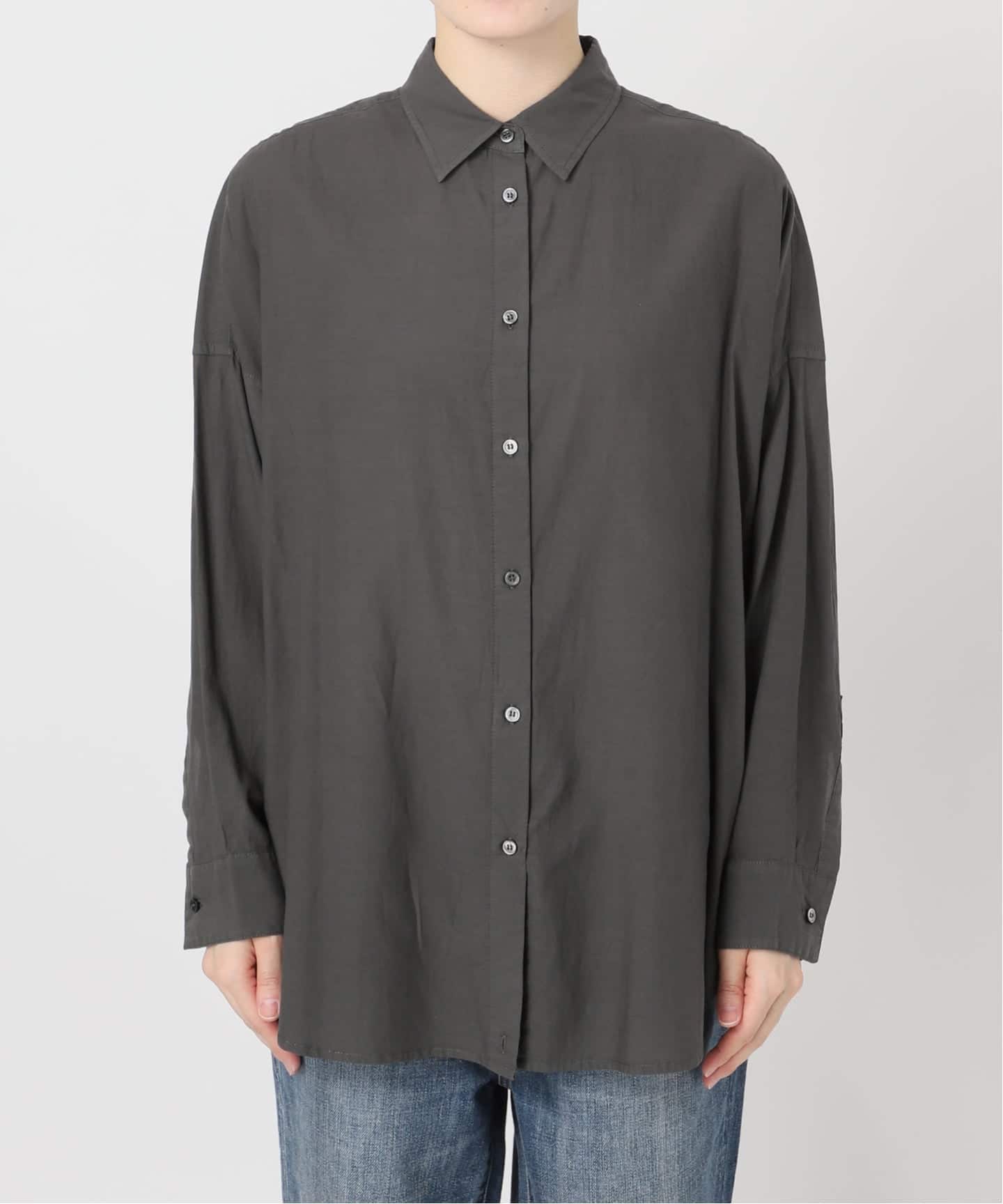 【SPICKANDSPAN】25SS 25050200204010 ガーメントダイカシュクールシャツ長袖ブラウス 新色有り / 追加》ガーメントダイカシュクールシャツ（シャツ