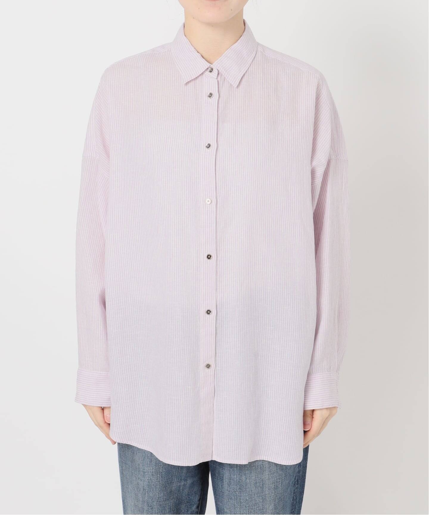 Spick&amp;Span リネンビッグシャツ Spick&Span リネンビッグシャツ アサビッグシャツ ストライプ パープル