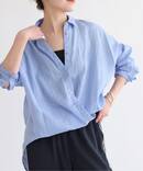 《ゆったりサイズ》追加 80リネンカシュクール ビッグシャツ