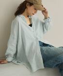 《ゆったりサイズ》追加予約 80リネンカシュクール ビッグシャツ