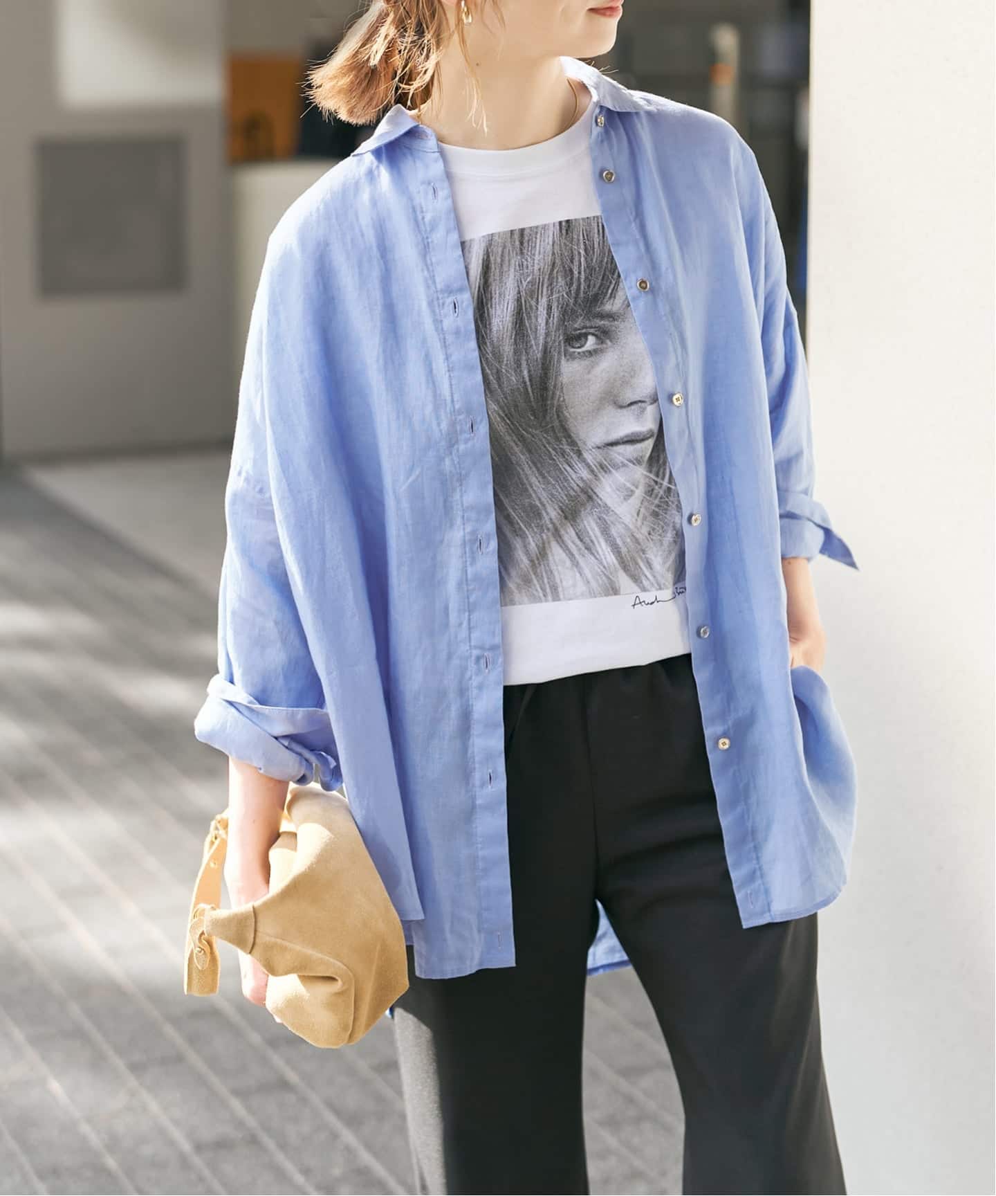 Spick &amp; Span (スピックアンドスパン) 80リネンカシュクールビッグシャツ長袖 オレンジ FREE Spick＆Span（スピック アンド スパン） ブラウス シャツ 「追加」 80