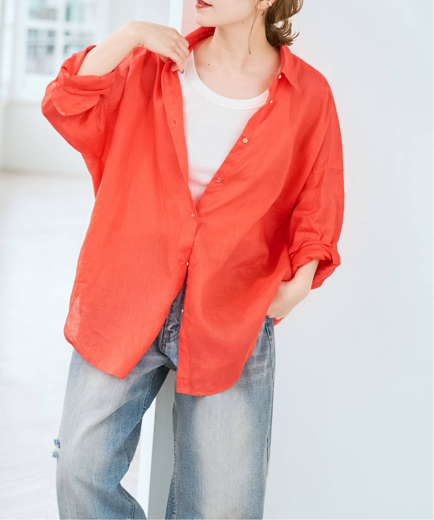 全15色 / 追加》 80リネンカシュクール ビッグシャツ（シャツ 