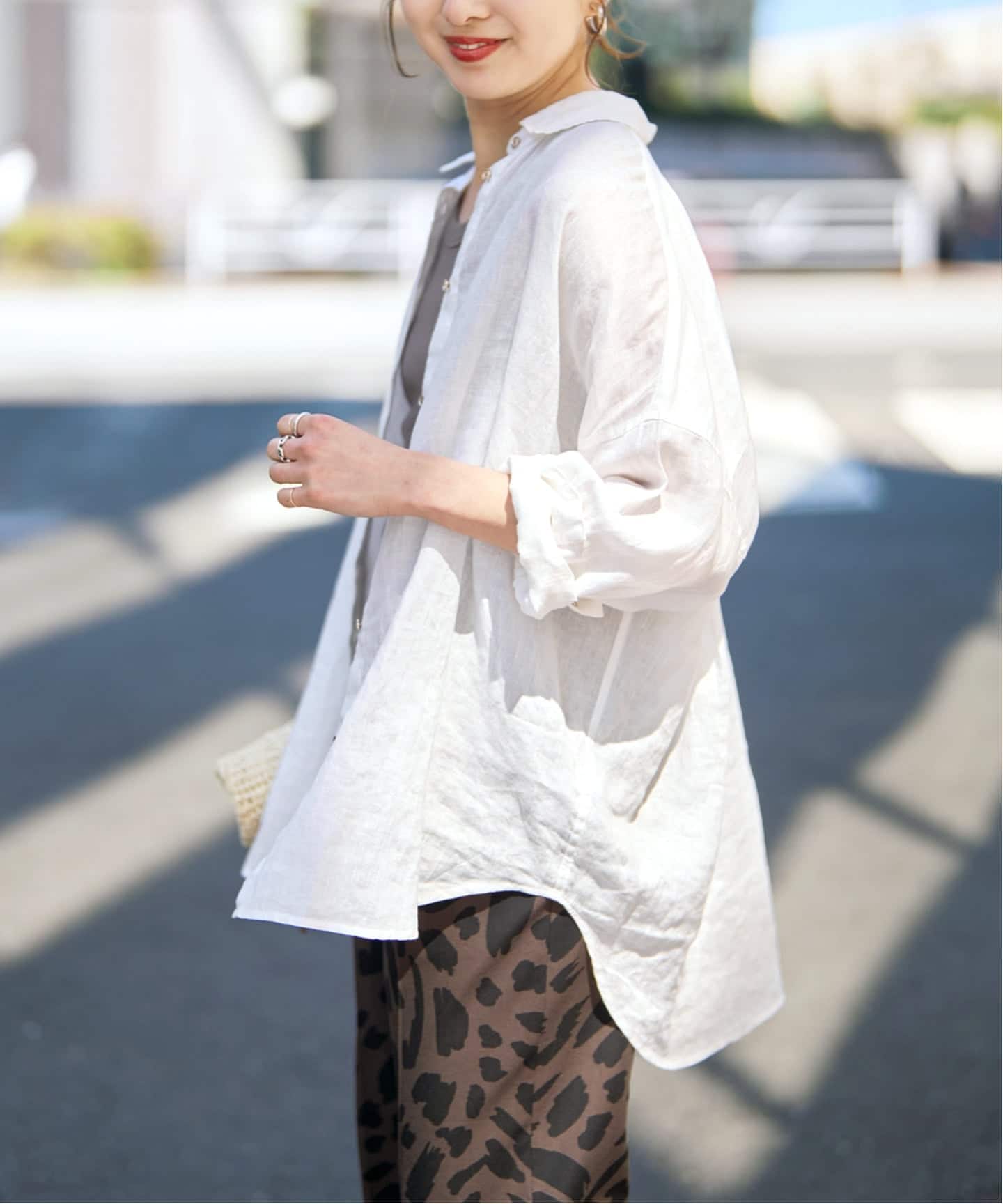 Spick & Span 80リネンカシュクールビッグシャツホワイト 全15色 / 追加3予約》 80リネンカシュクール ビッグシャツ（シャツ